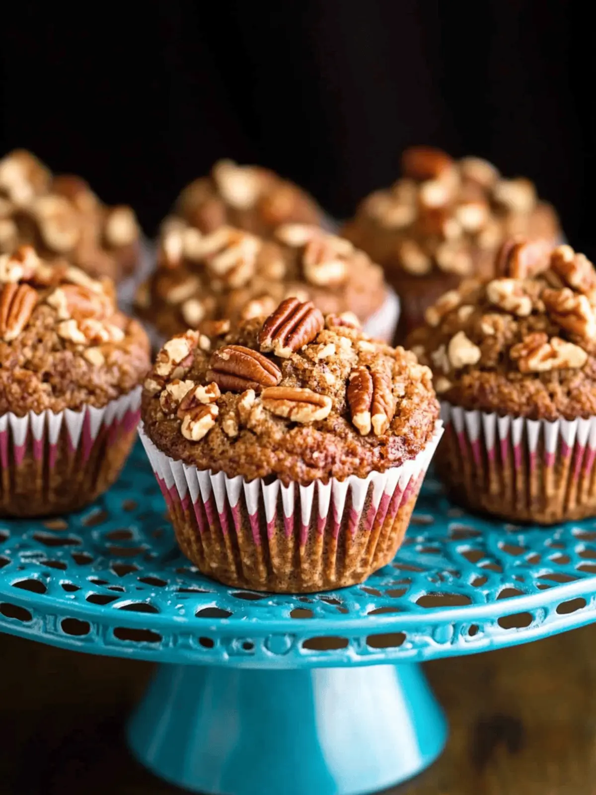 Morning Glory Muffins with Candied Pecan Topping