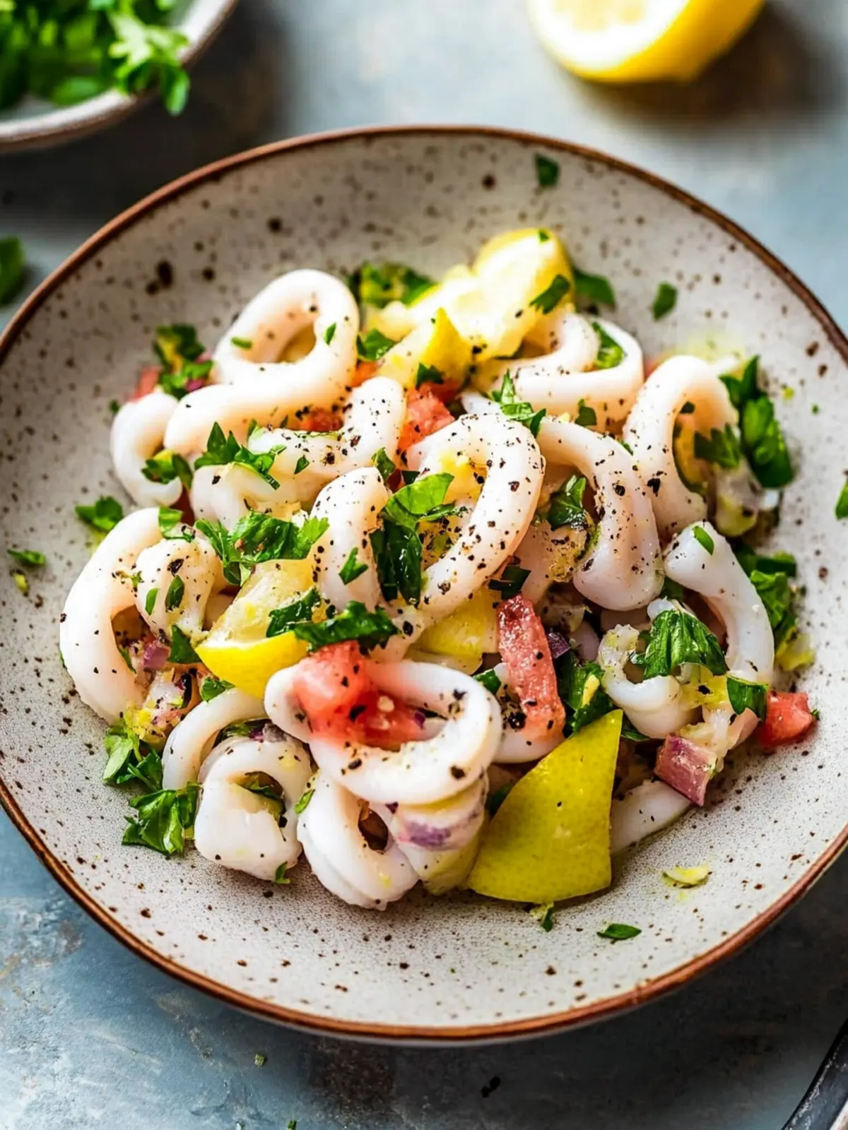 Chilled Calamari Salad with Lemon and Parsley