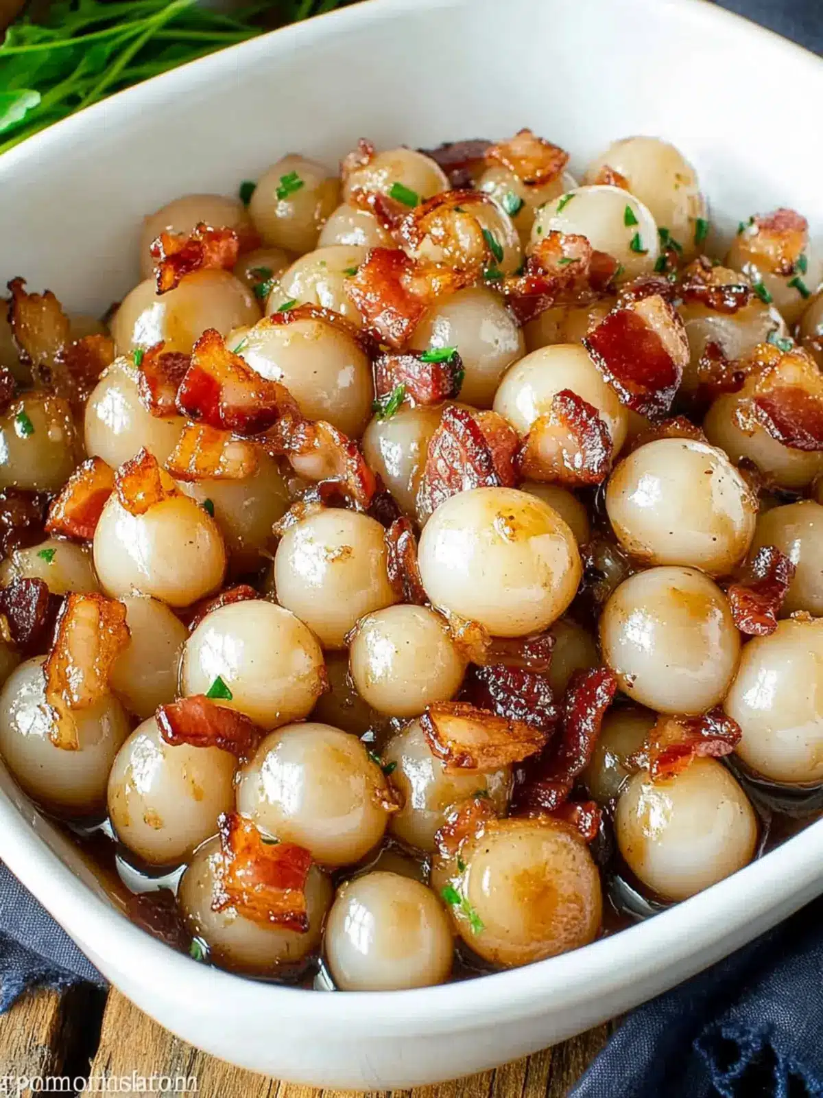Balsamic Glazed Pearl Onions with Bacon