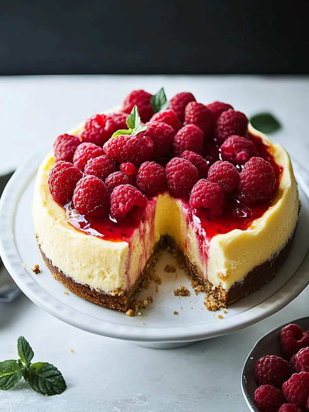 Raspberry Limoncello Souffle Cheesecake