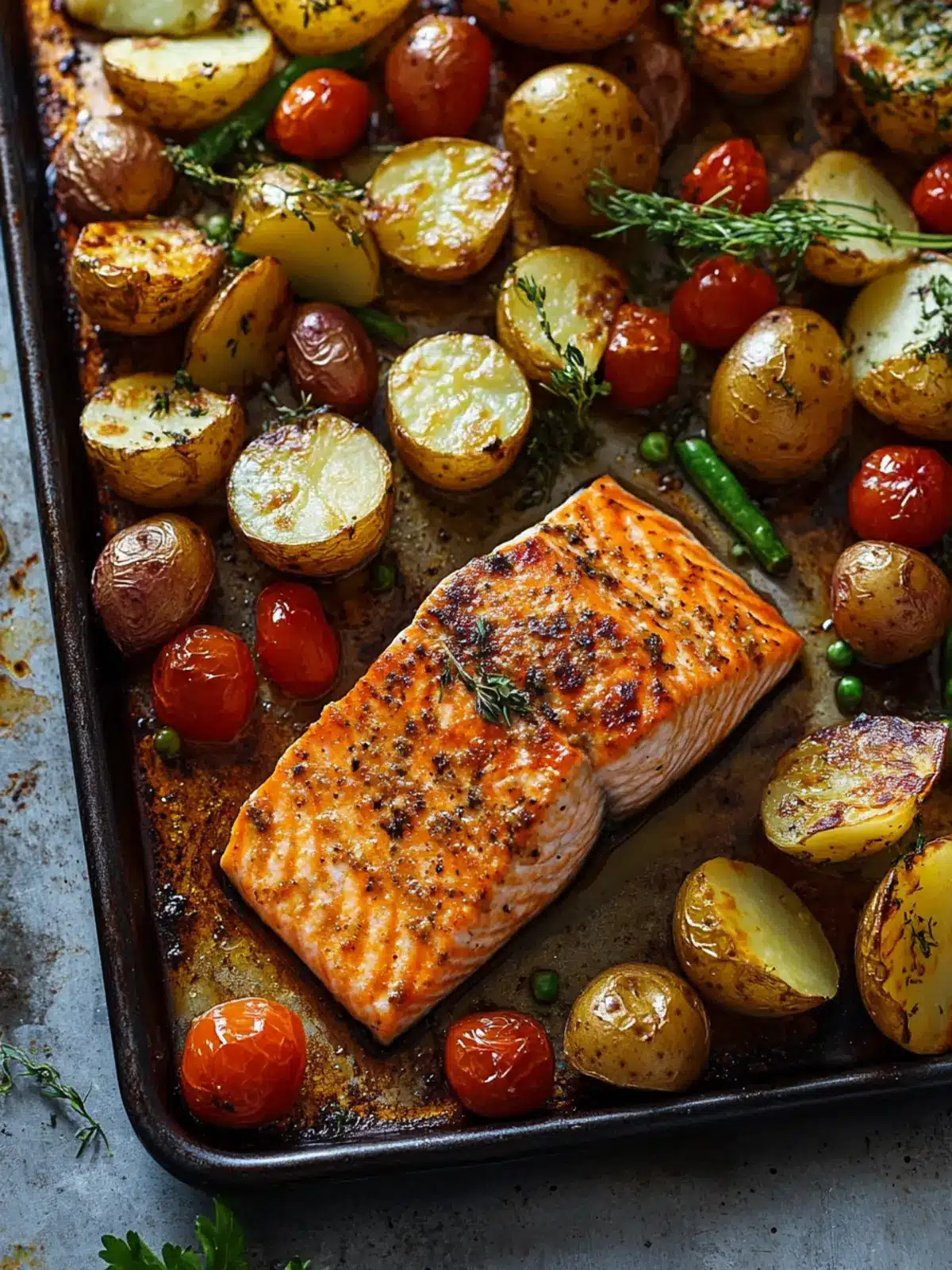 Sheetpan Salmon and Potatoes With Veggies