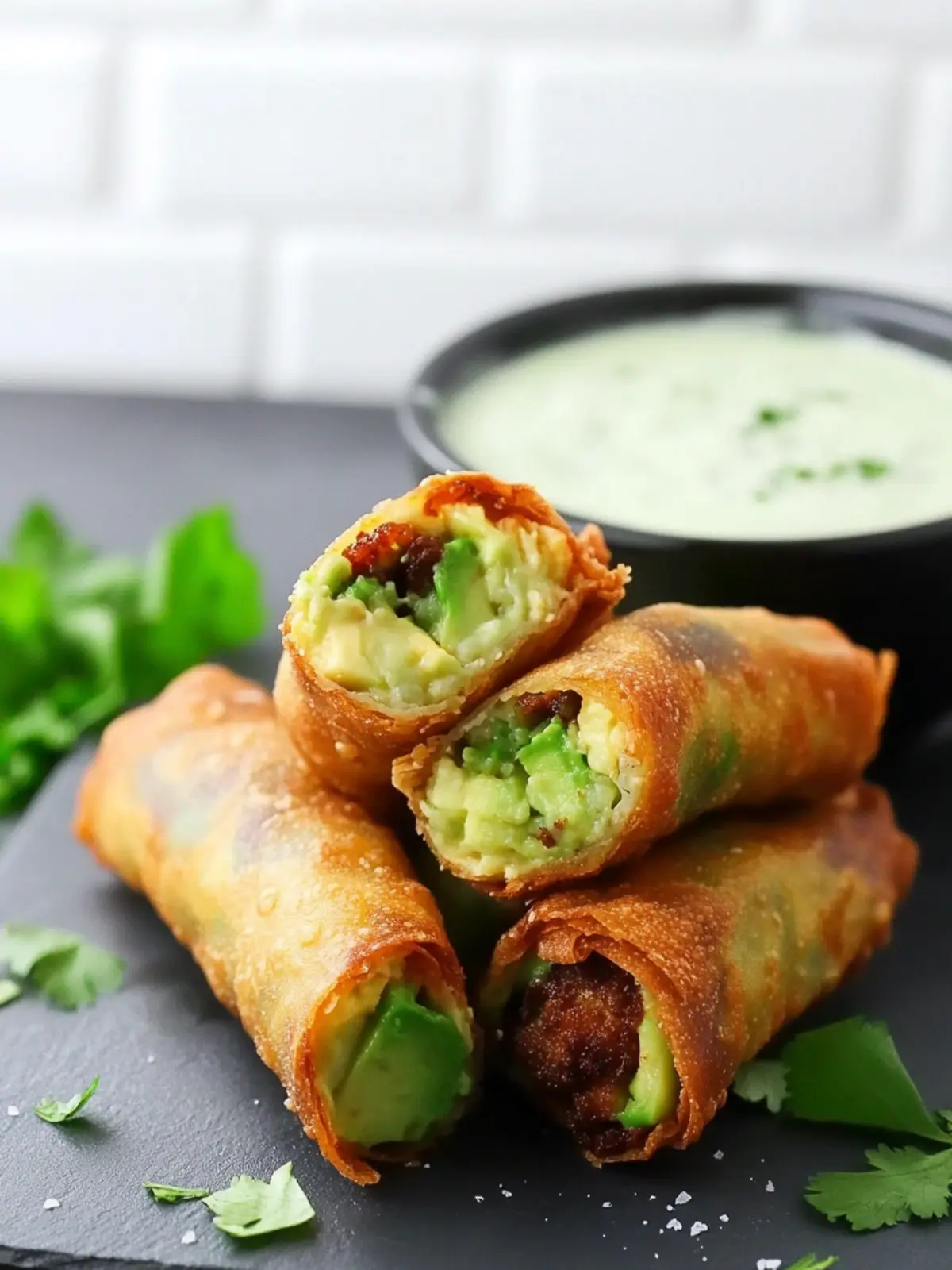Vegan Copycat Cheesecake Factory Avocado Egg Rolls with JalapeÃ±o Ranch