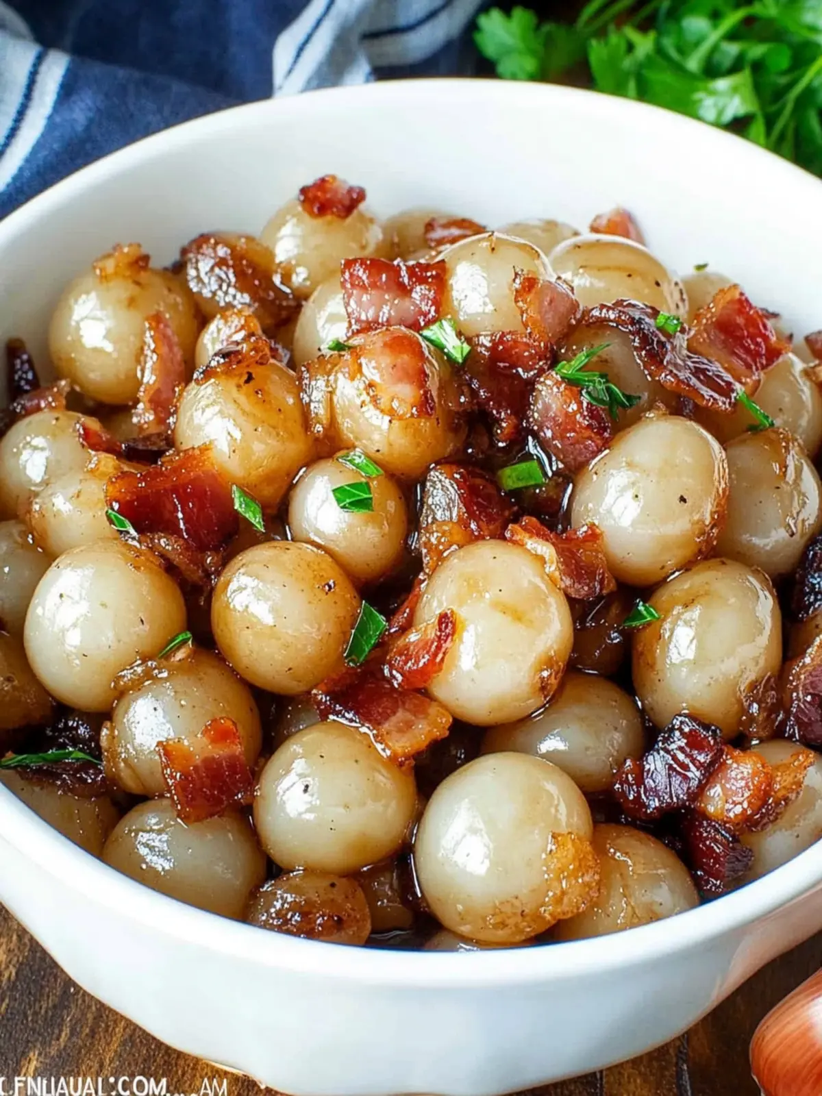 Balsamic Glazed Pearl Onions with Bacon