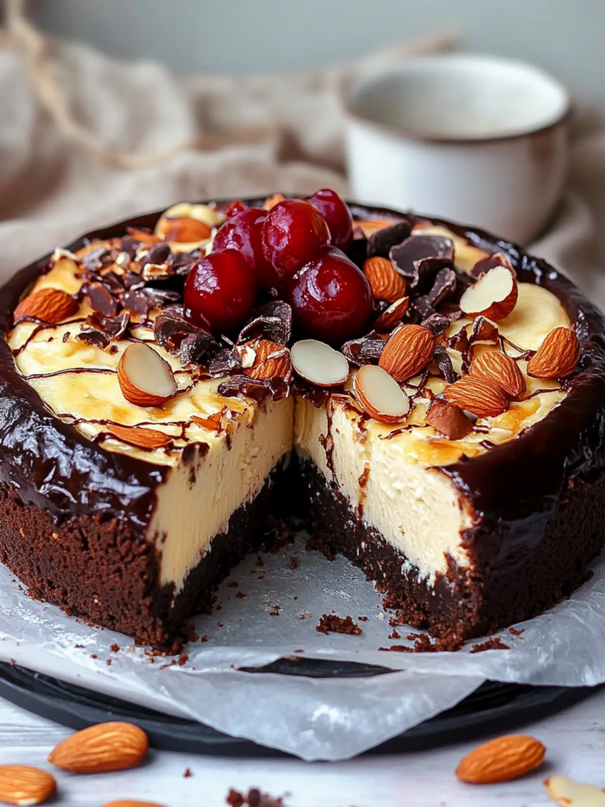 Almond Brownie Basque Cheesecake
