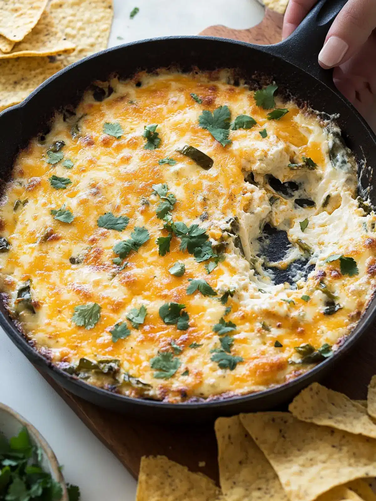 Cheesy Skillet Roasted Poblano Dip