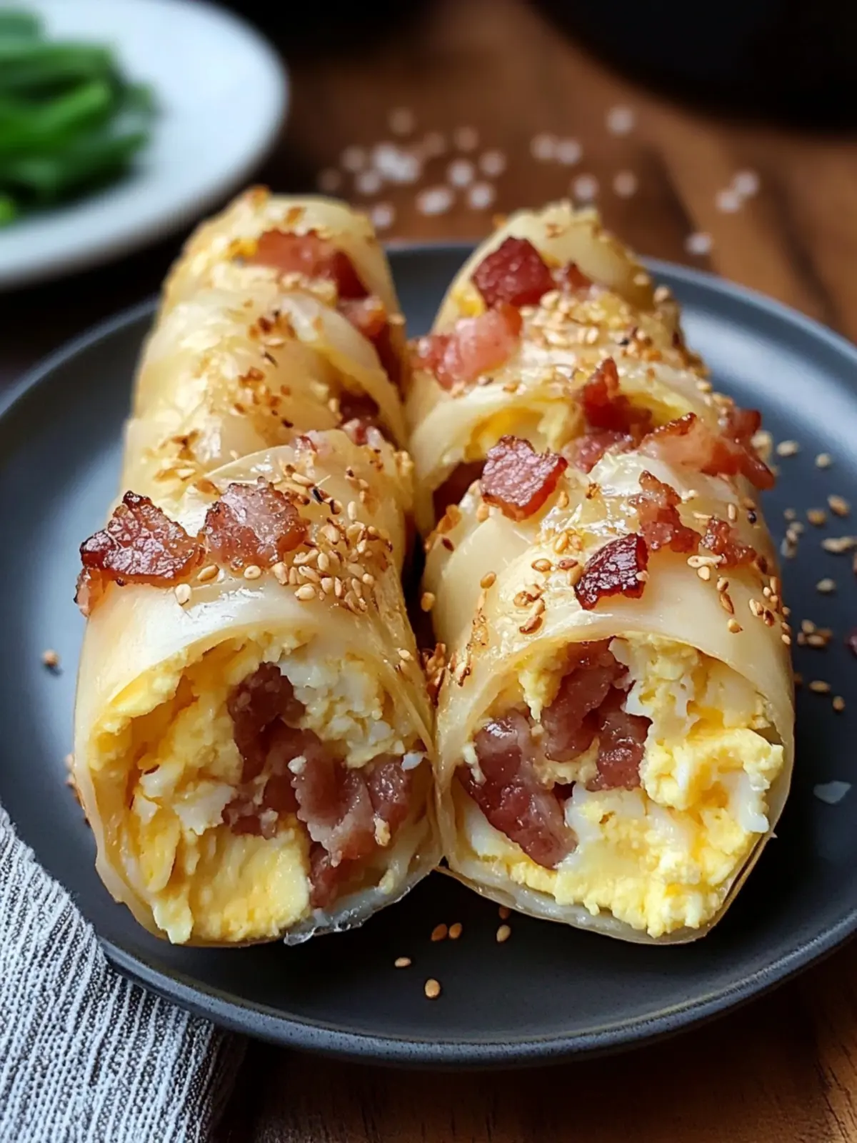 Bacon Egg & Cheese Rice Paper Spiral