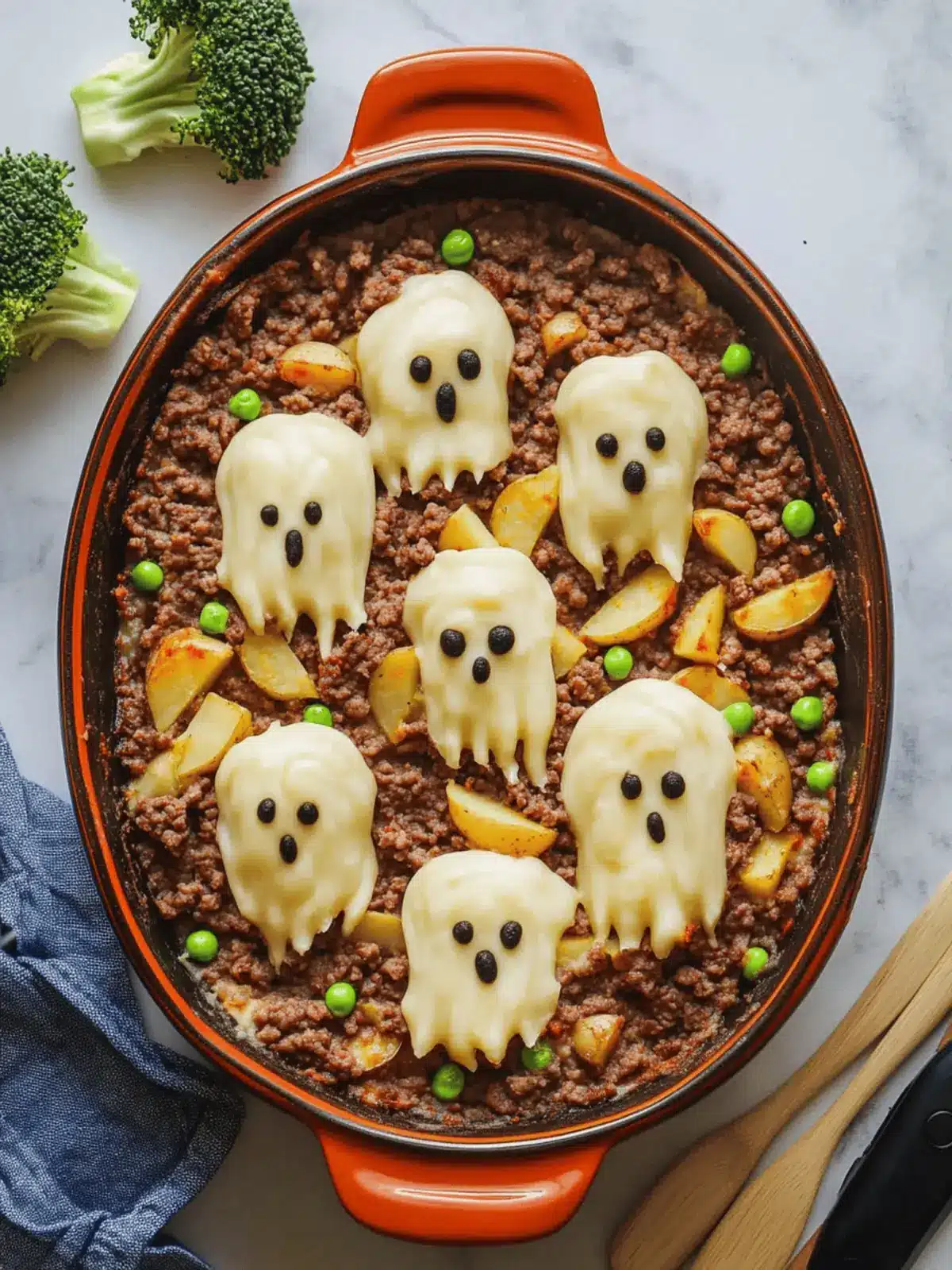 Easy Creepy Shepherd s Pie With Ground Beef And Ghost Potatoes