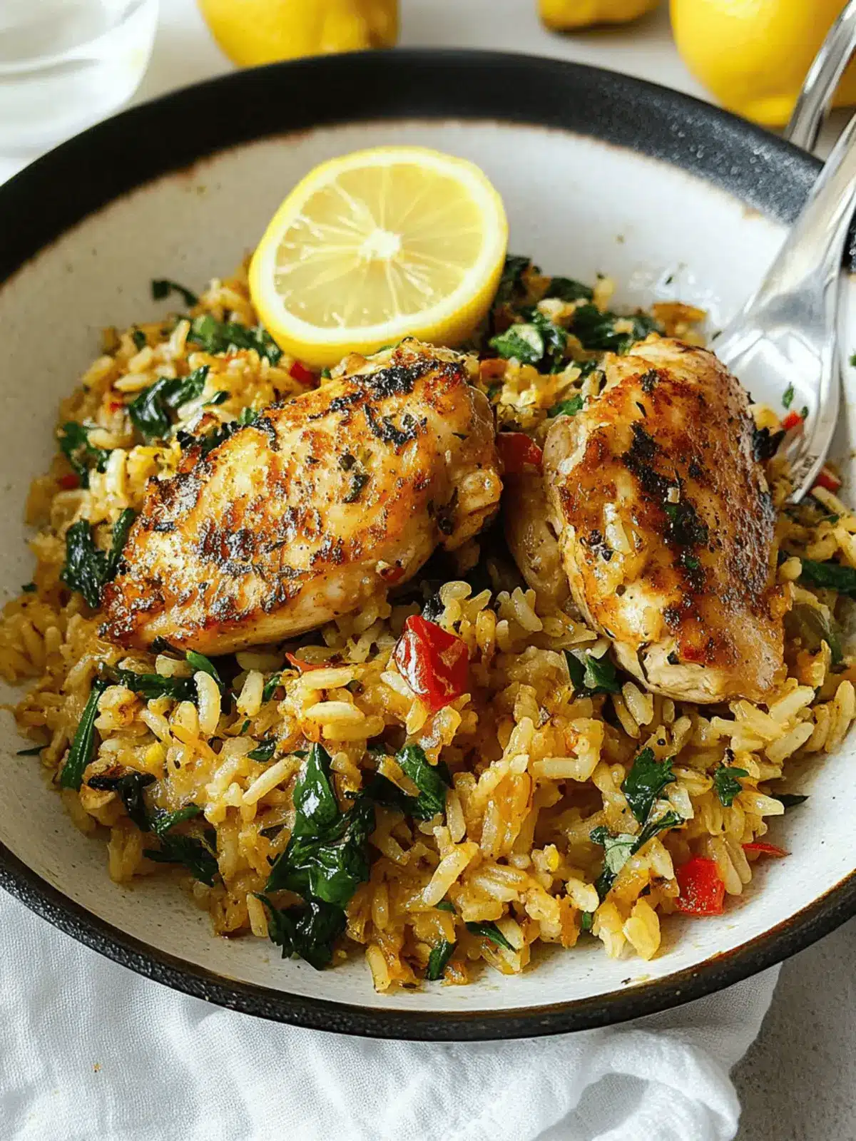 One Pan Greek Lemon Chicken and Rice Skillet