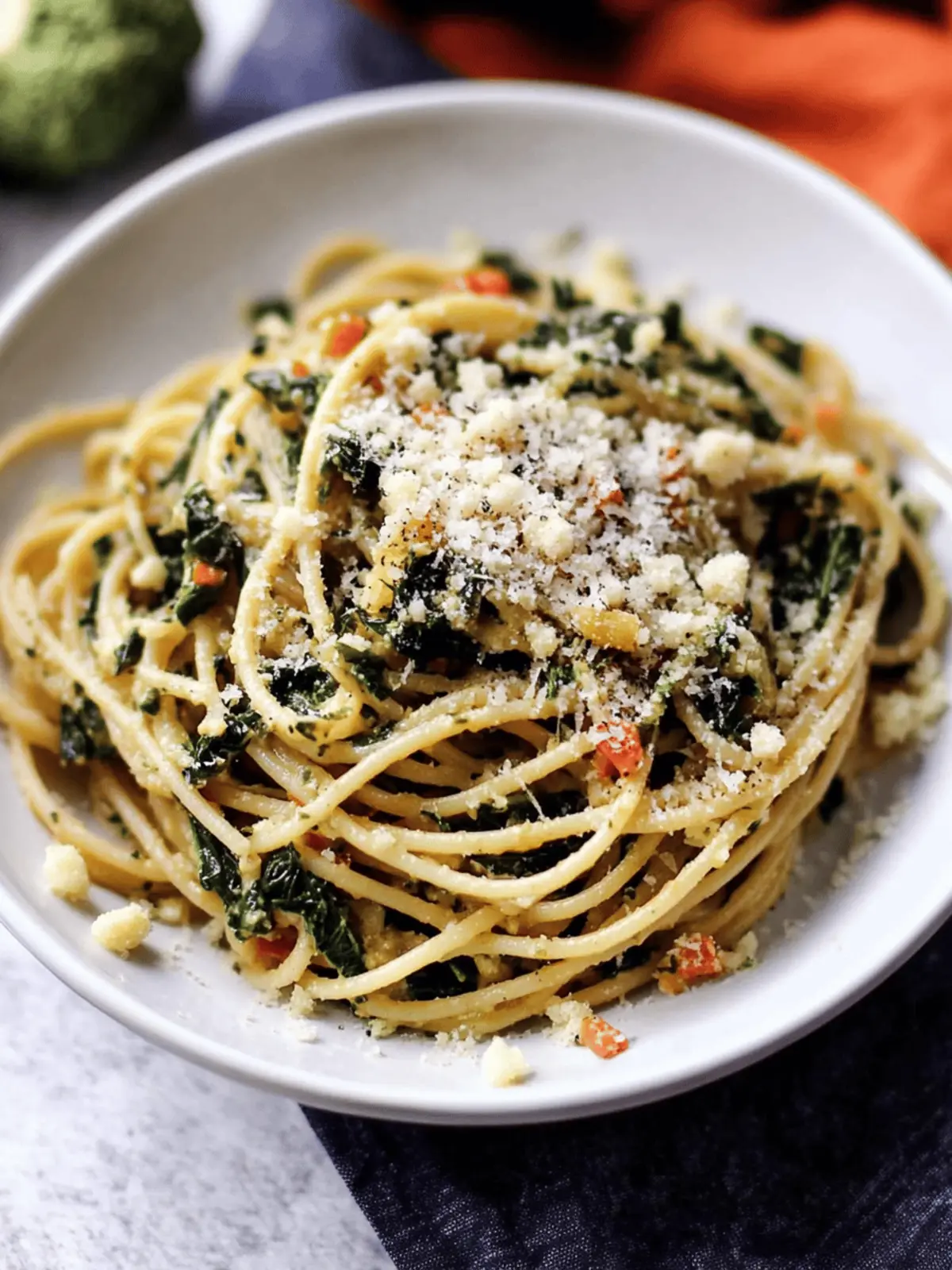 Spaghetti with Cauliflower and Garlicky Swiss Chard Gremolata