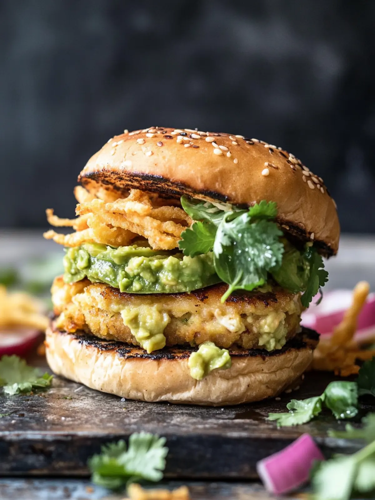 JalapeÃ±o Cheddar Guacamole Turkey Burgers with Crispy Onions