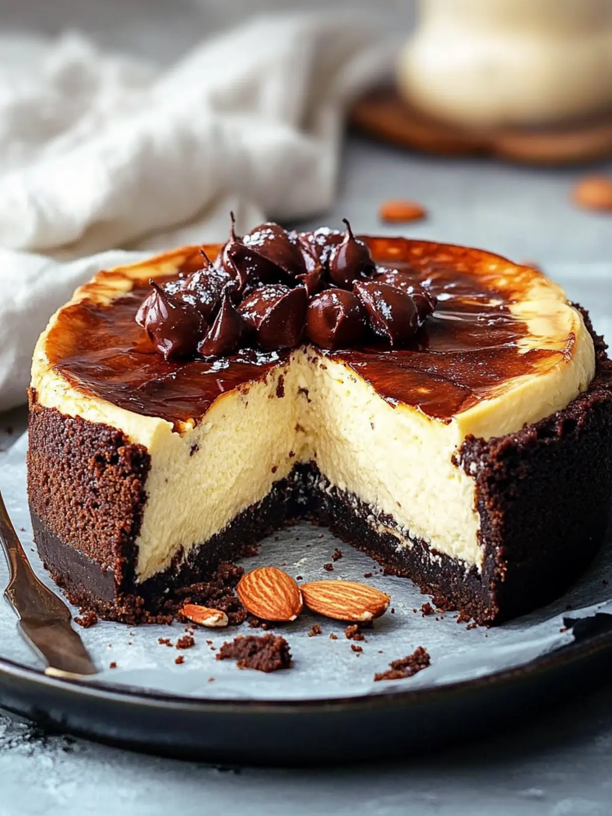 Almond Brownie Basque Cheesecake
