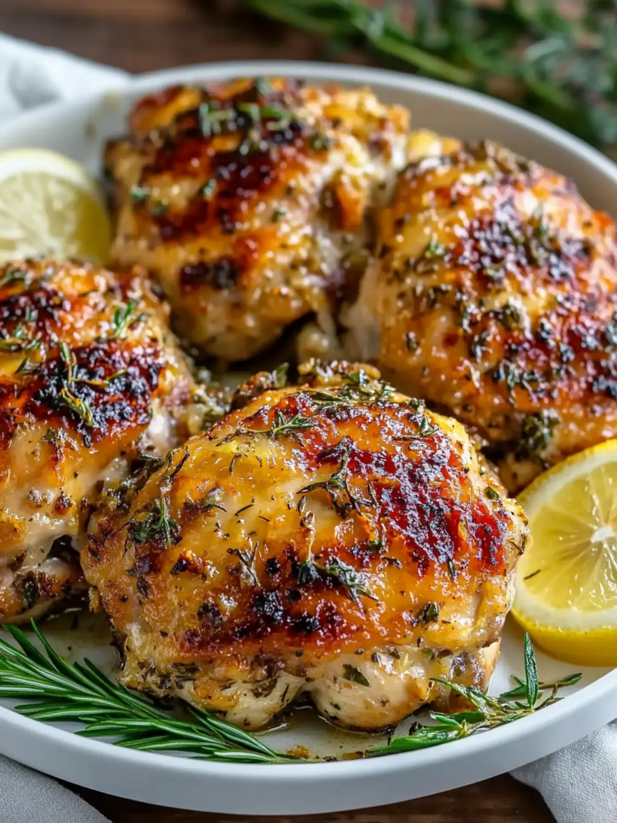 Crispy Lemon Herb Roasted Chicken Thighs