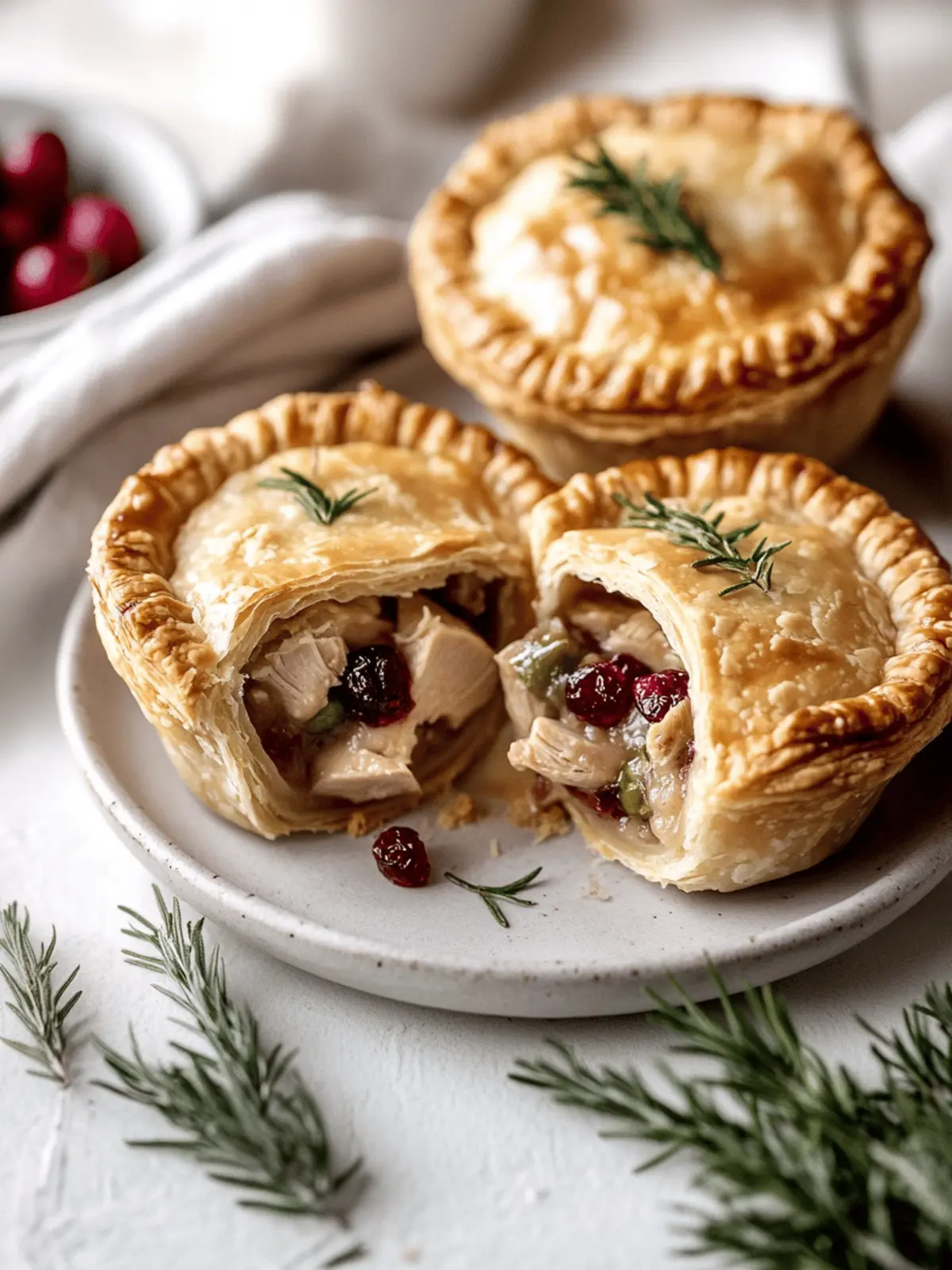 Mini Thanksgiving Turkey & Cranberry Pot Pies