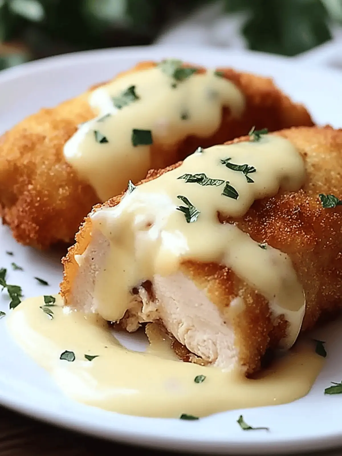 Chicken Cordon Bleu with Swiss Cheese Sauce