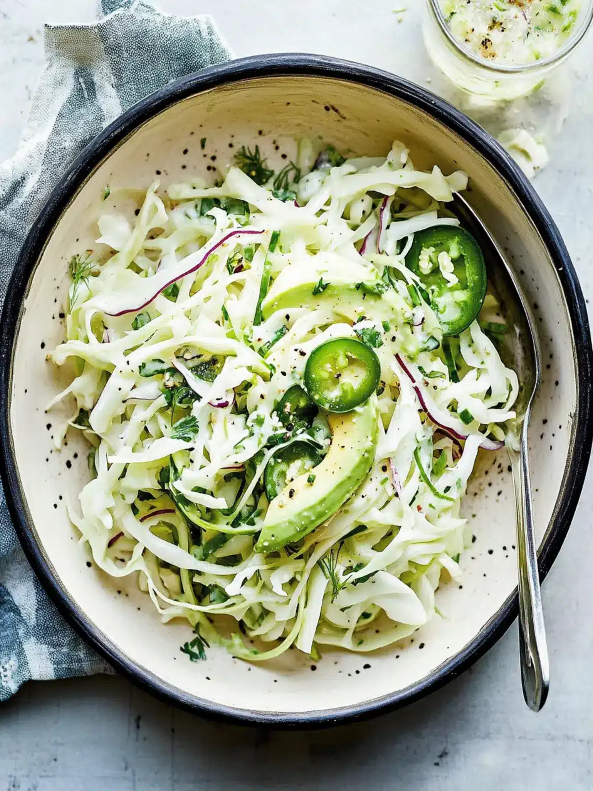 White Cabbage Fennel And Avocado Slaw With Jalapeno Dressing