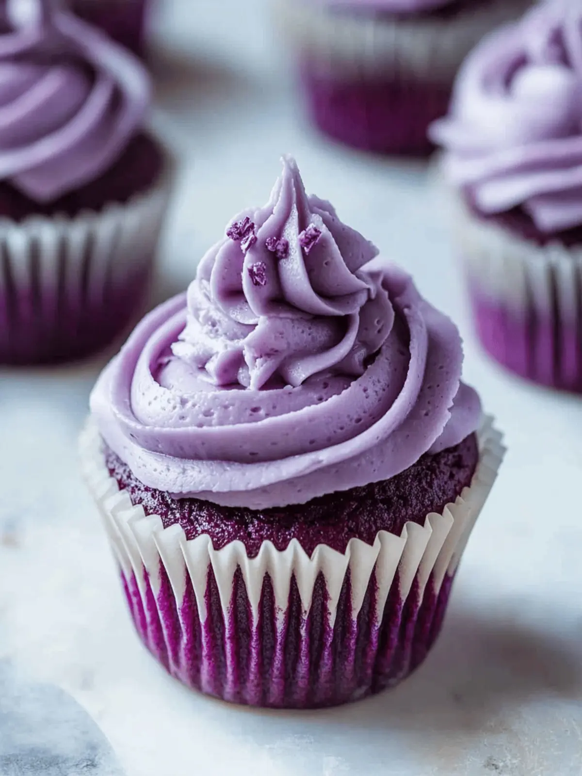 Ube Buttercream Frosted Cupcakes