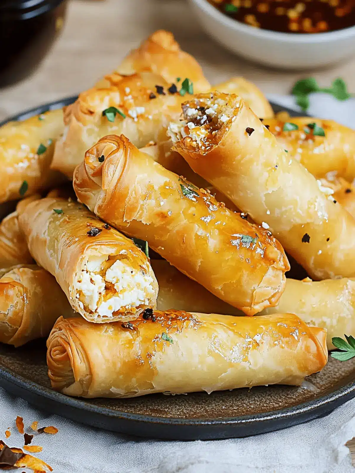 Flaky Chili Honey Feta Rolls Appetizer