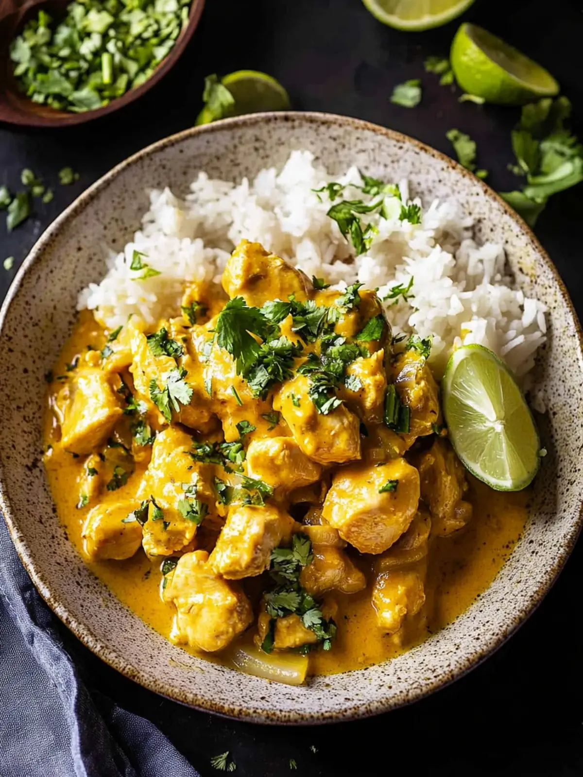 Crockpot Thai Yellow Curry Chicken with Garlic Rice