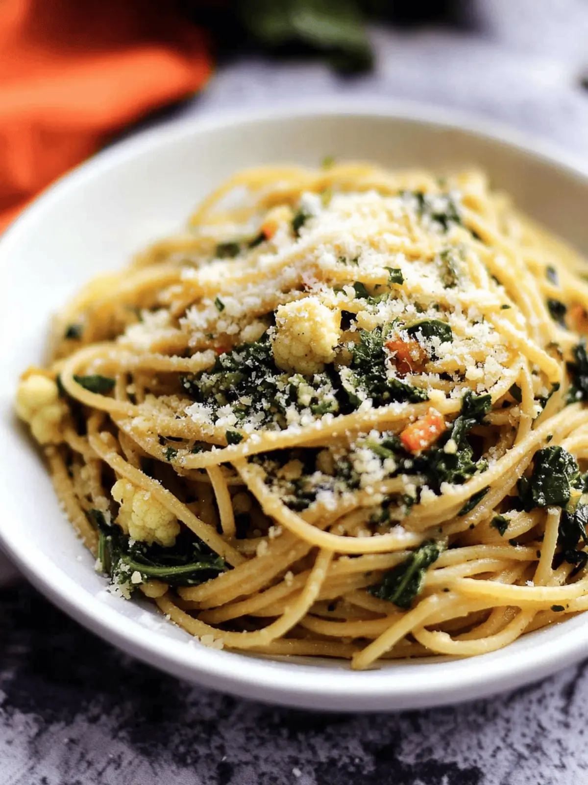 Spaghetti with Cauliflower and Garlicky Swiss Chard Gremolata