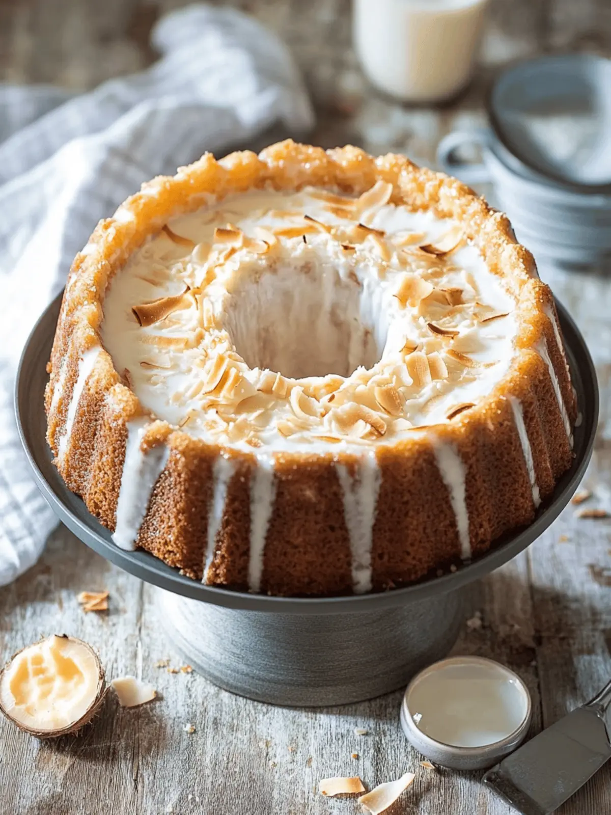 Toasted Coconut Tres Leches Pound Cake