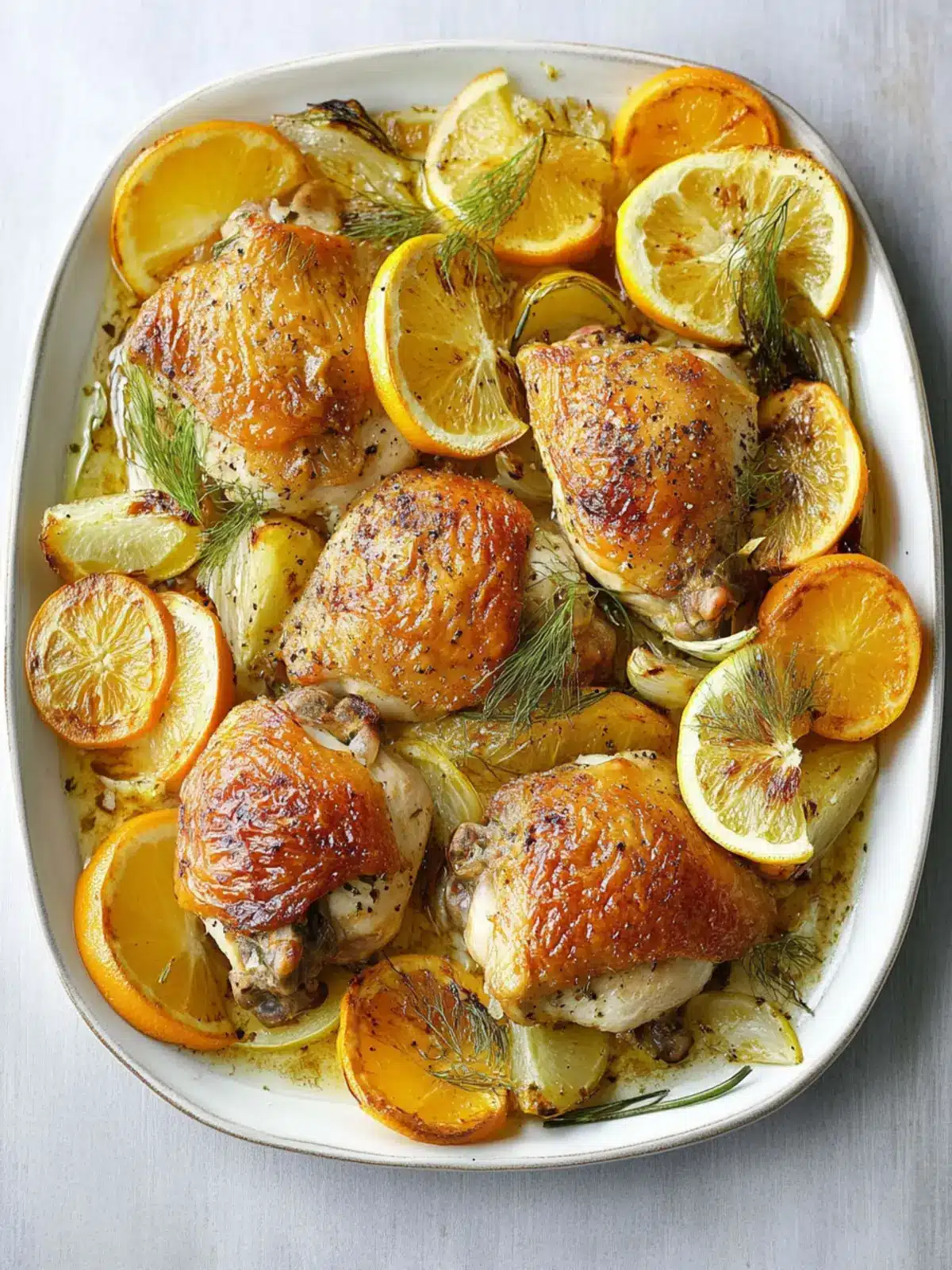 Roasted Chicken Thighs with Citrus and Fennel