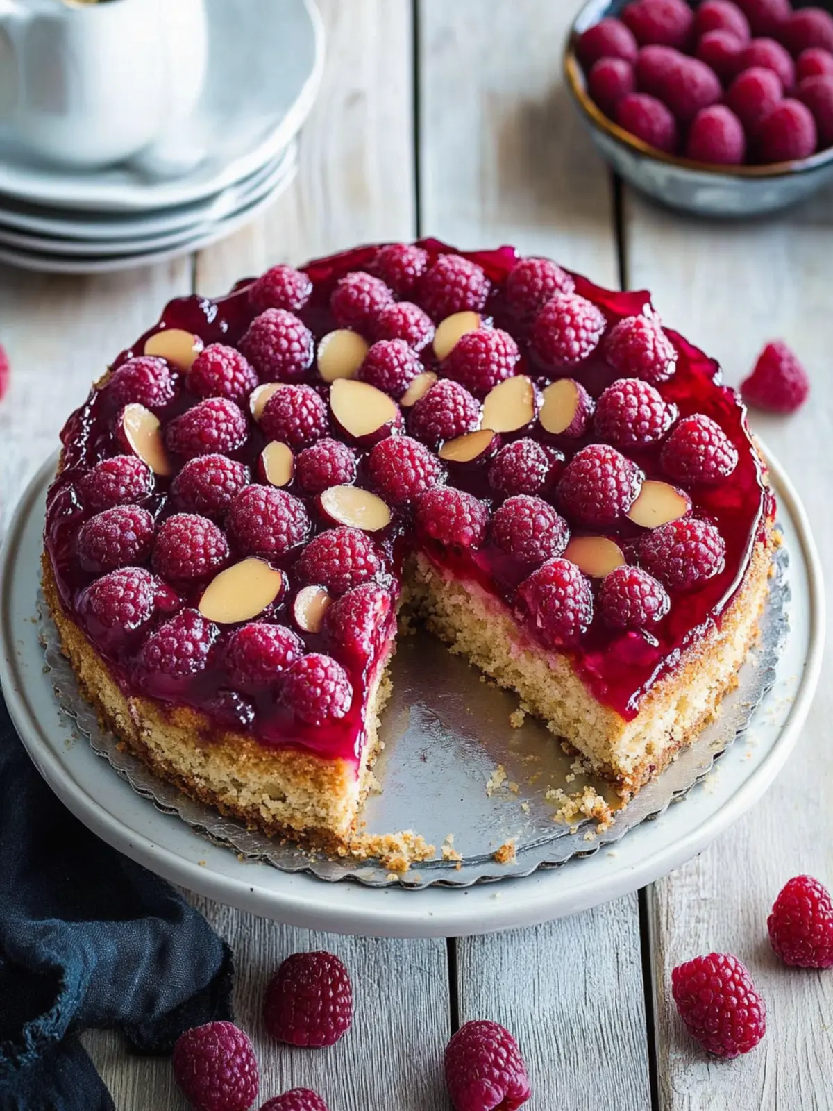 Raspberry And Almond Upside Down Cake