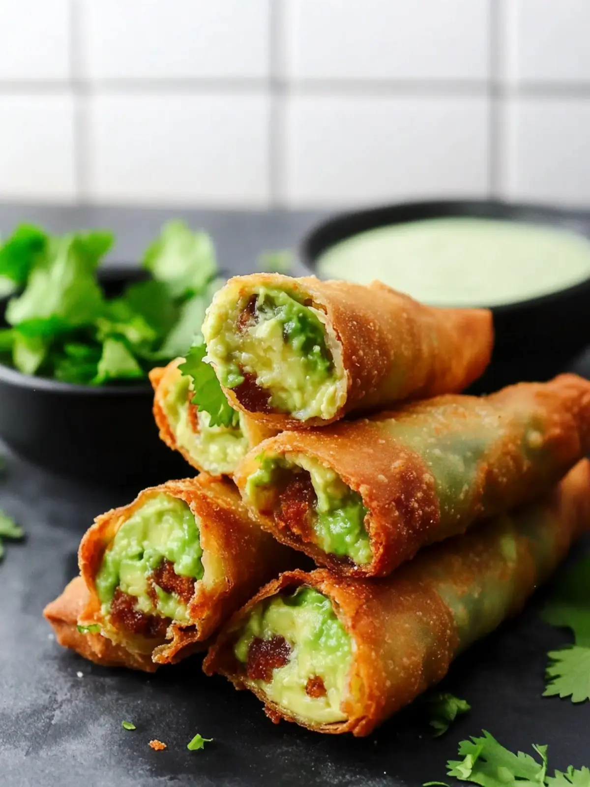 Vegan Copycat Cheesecake Factory Avocado Egg Rolls with JalapeÃ±o Ranch
