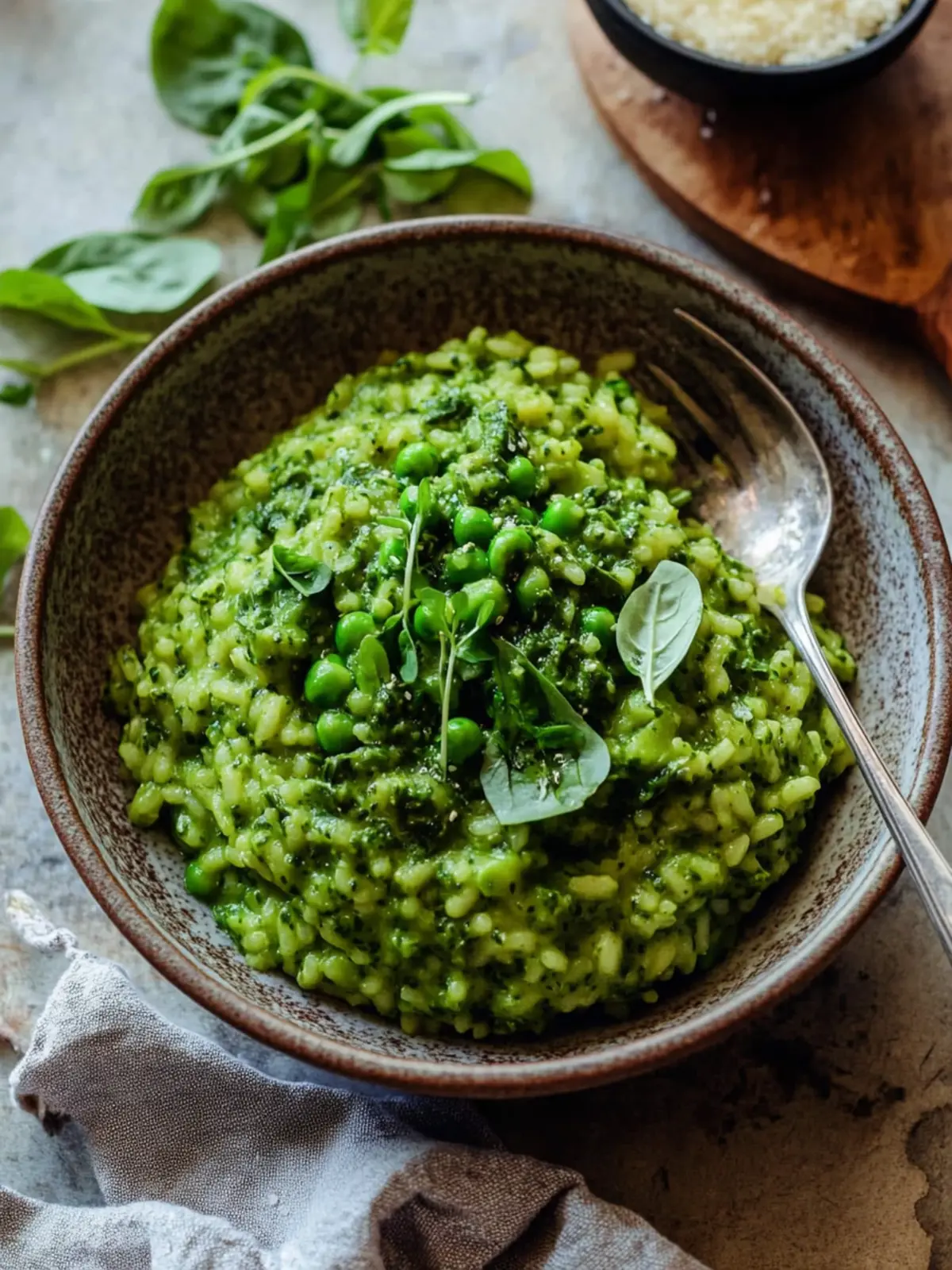 Delicious Green Risotto with Spinach & Pea Pesto Bliss 2 Green Risotto with Spinach & Pea Pesto