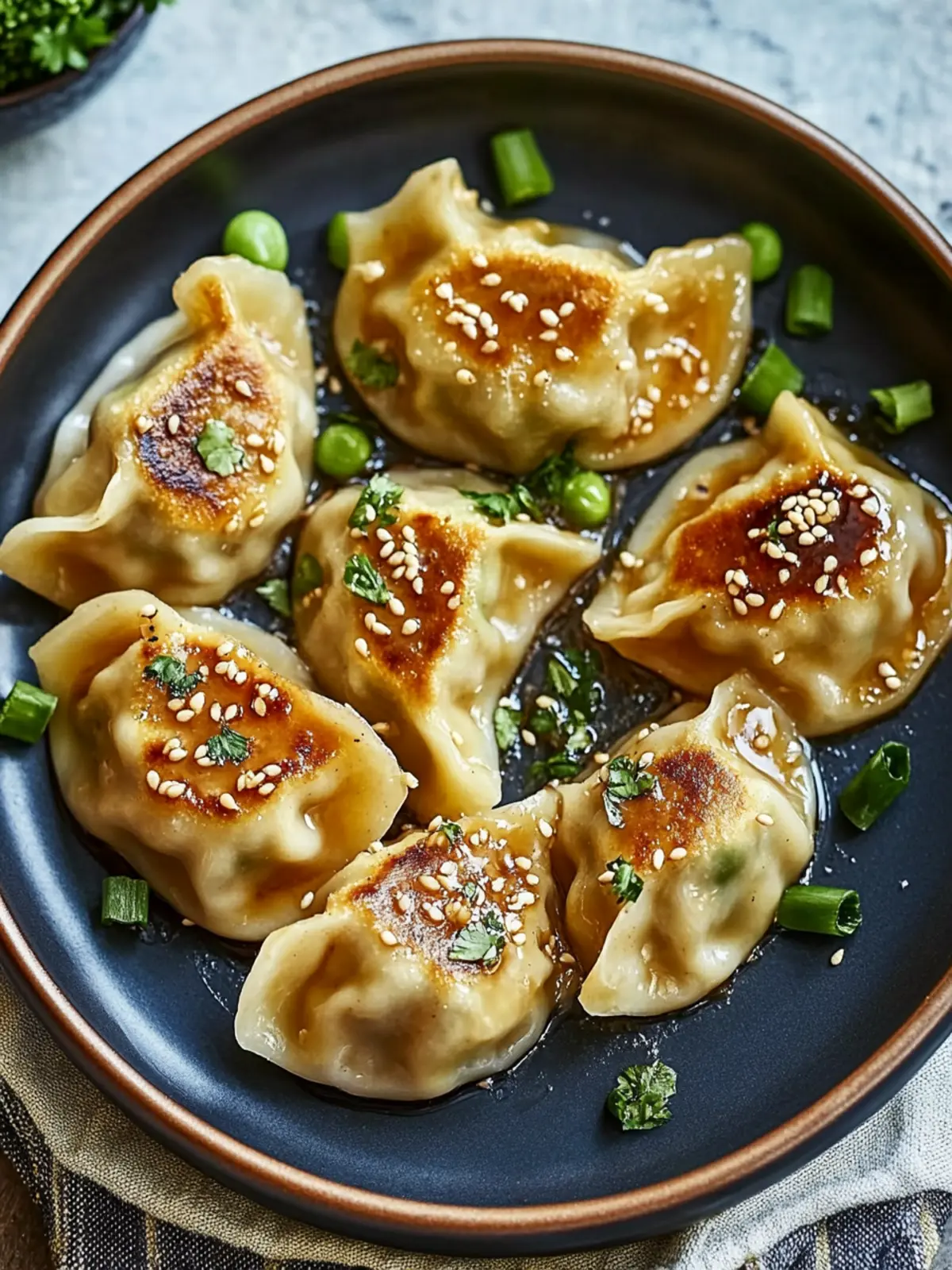 Easy Oven-Baked Dumplings with Creamy Peanut Sauce
