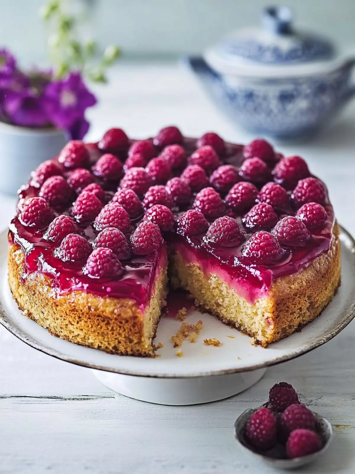 Raspberry And Almond Upside Down Cake