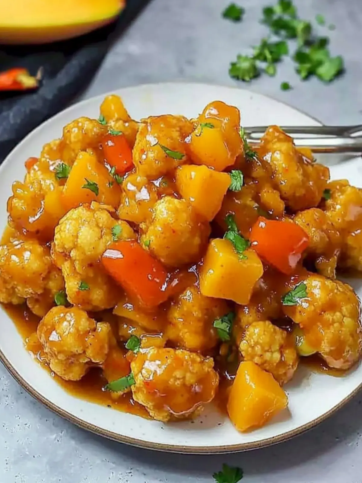 Chili Mango Glazed Cauliflower