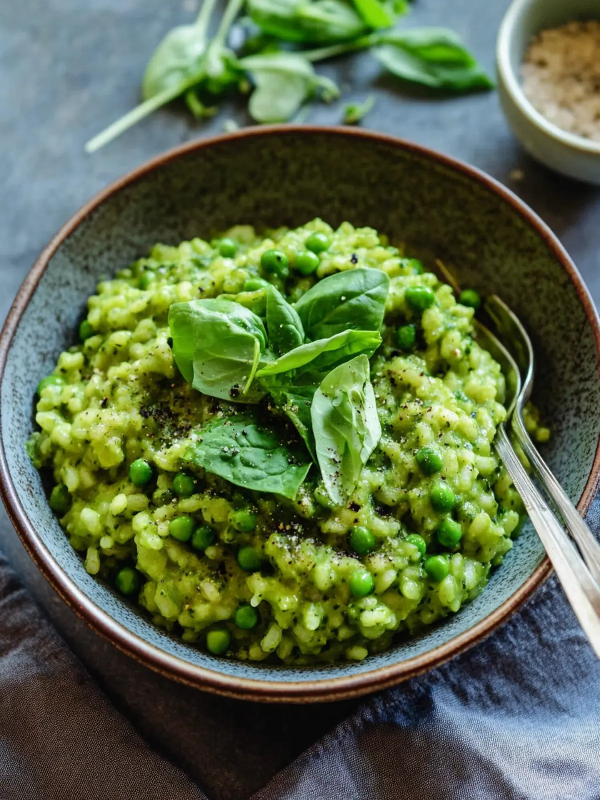 Delicious Green Risotto with Spinach & Pea Pesto Bliss 3 Green Risotto with Spinach & Pea Pesto