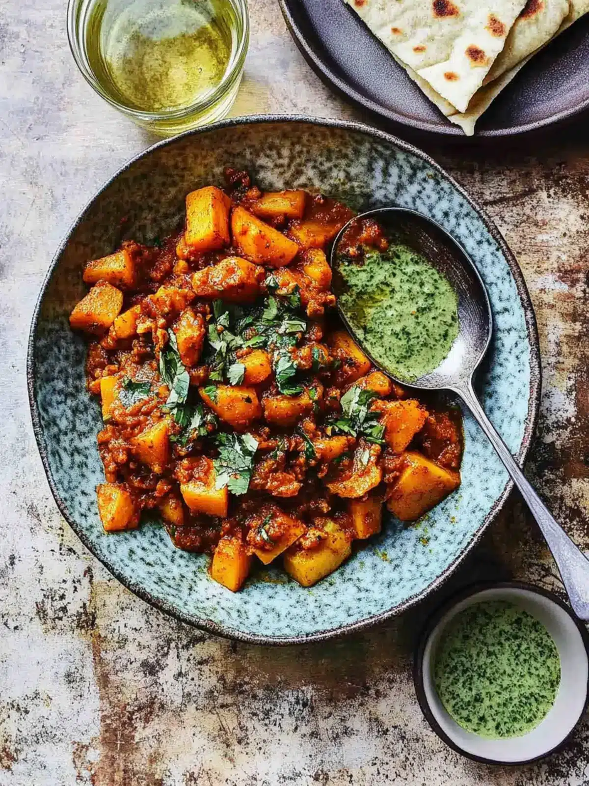 Sticky Tamarind Squash Curry with Coriander and Mint Dressing