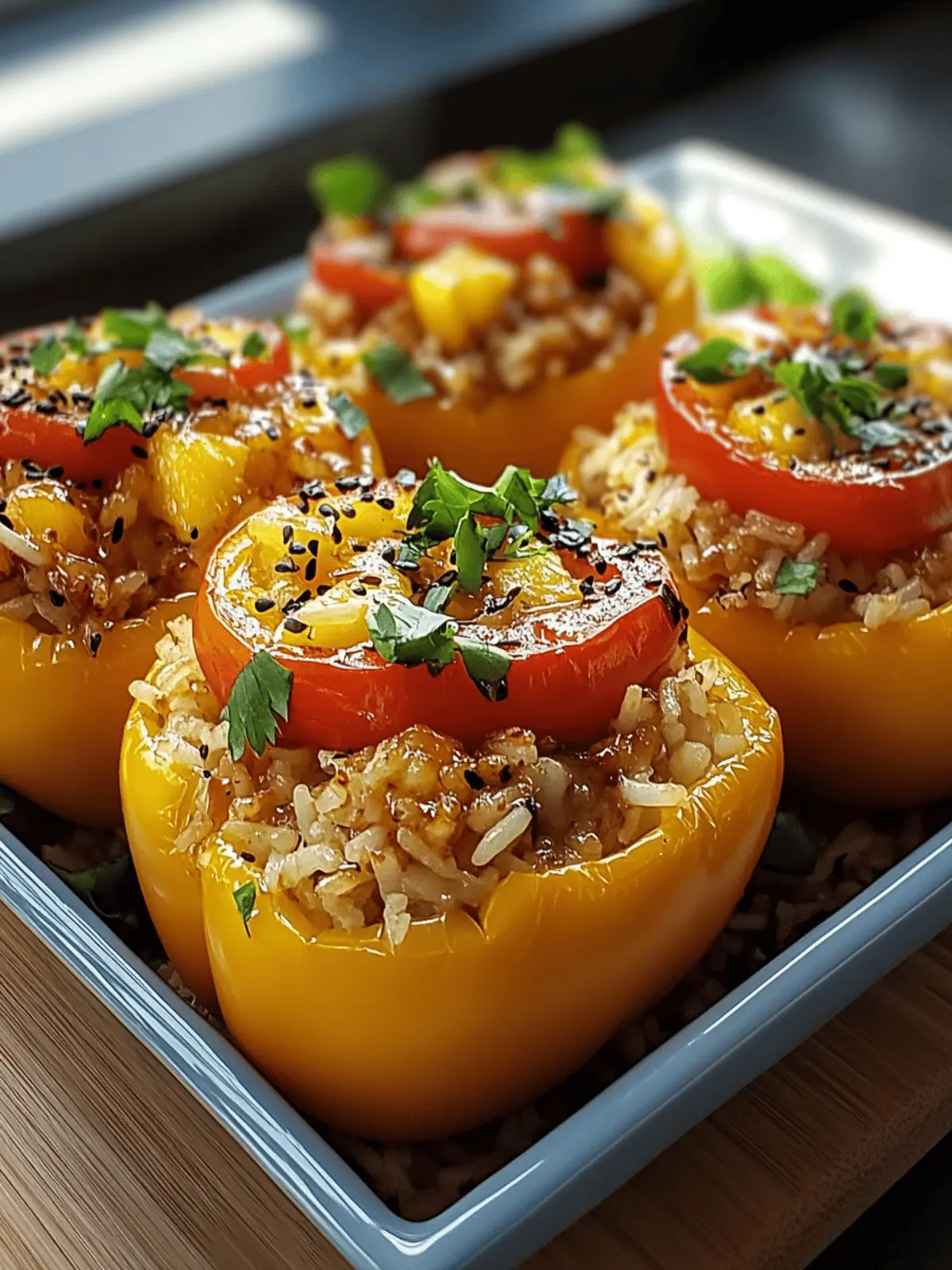 Teriyaki Pineapple Chicken & Rice Stuffed Peppers Delight