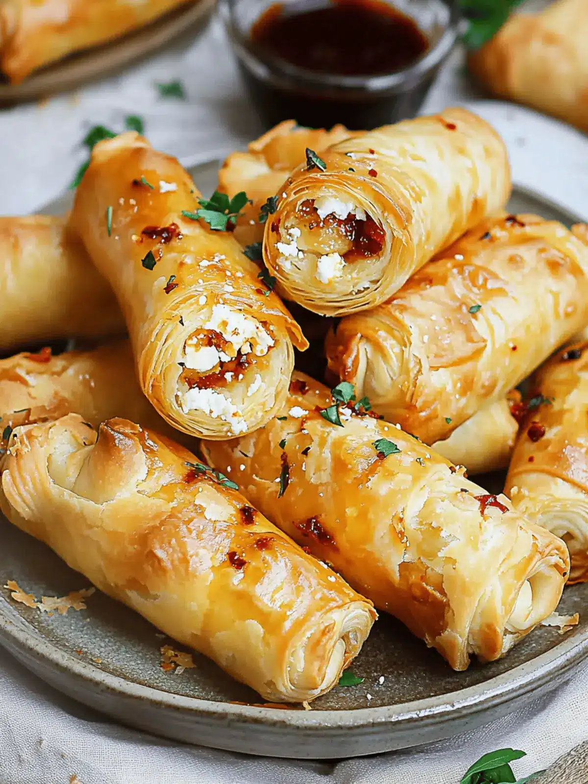 Flaky Chili Honey Feta Rolls Appetizer