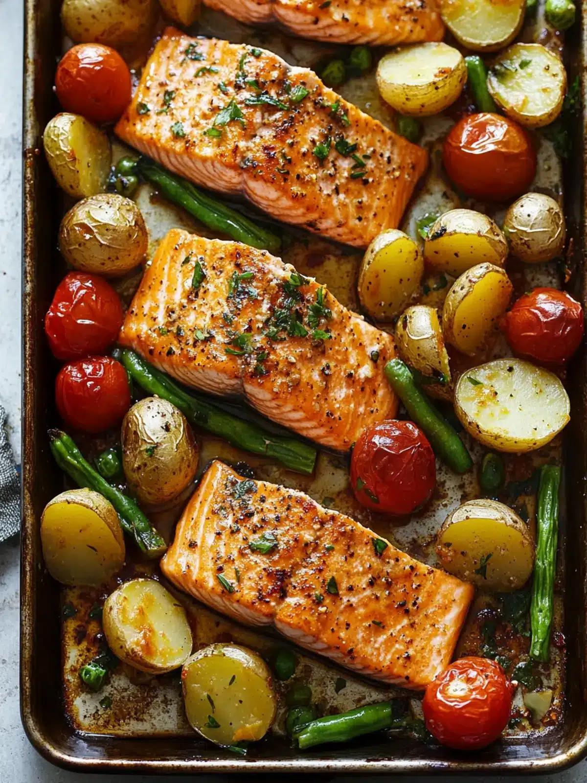Sheetpan Salmon and Potatoes With Veggies