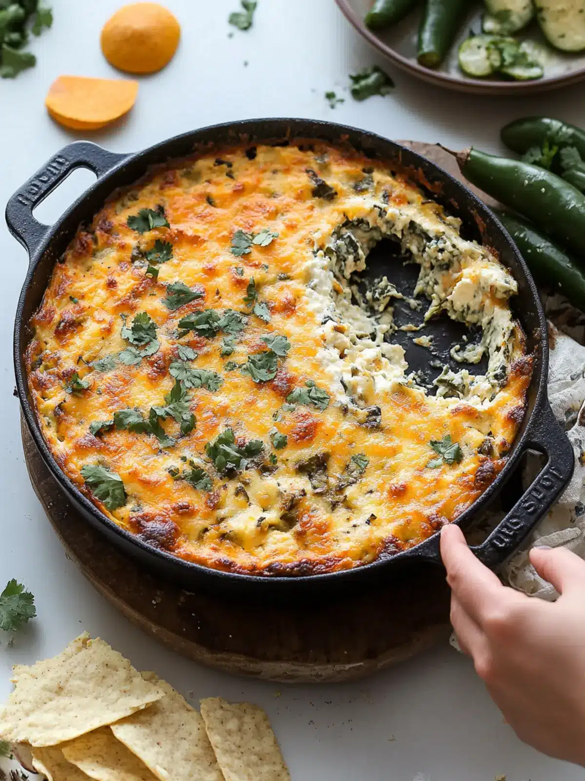 Cheesy Skillet Roasted Poblano Dip
