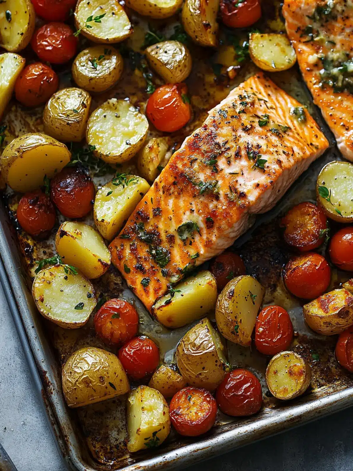 Sheetpan Salmon and Potatoes With Veggies