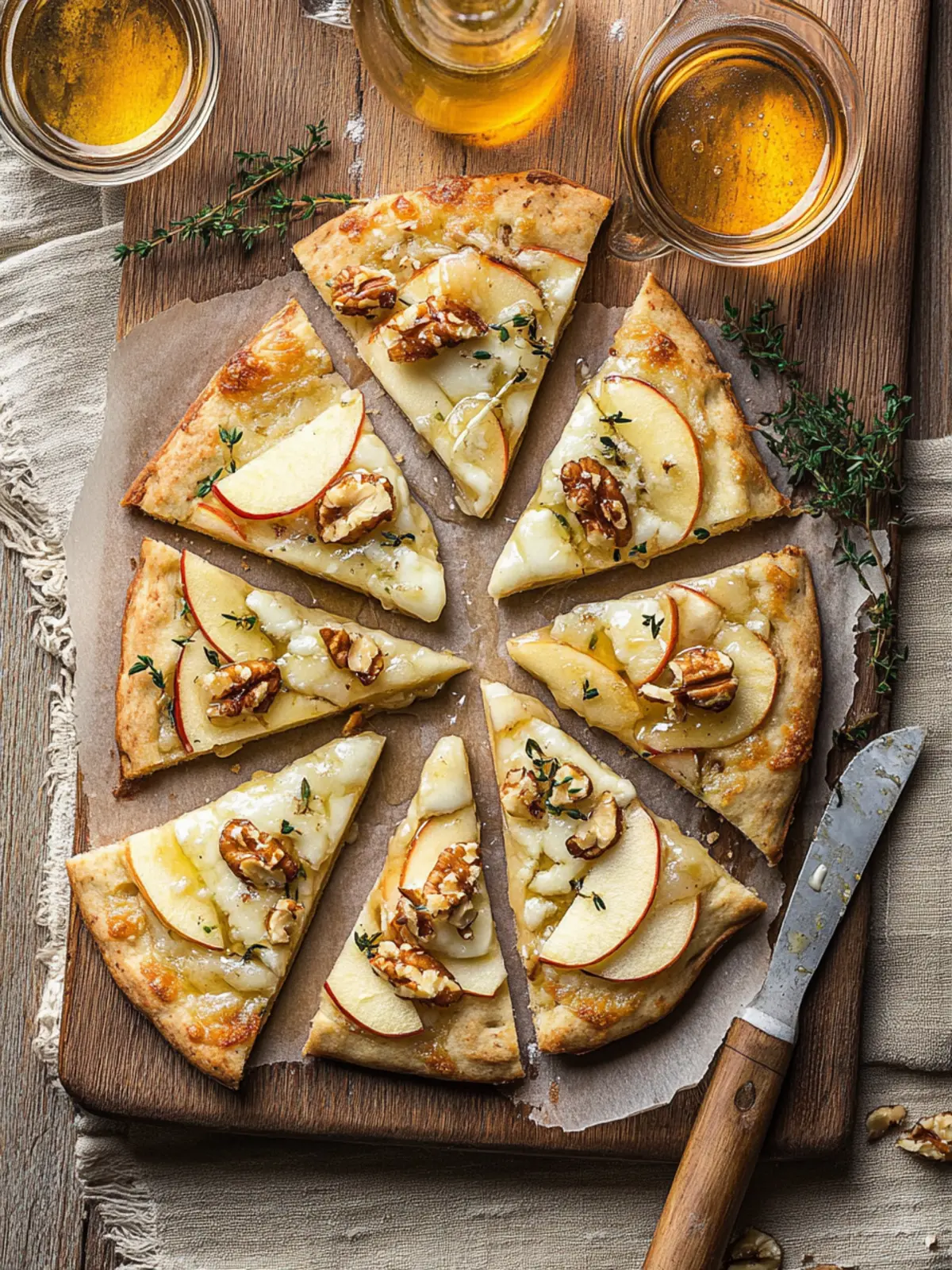 Apple Brie Flatbread with Walnuts and Honey