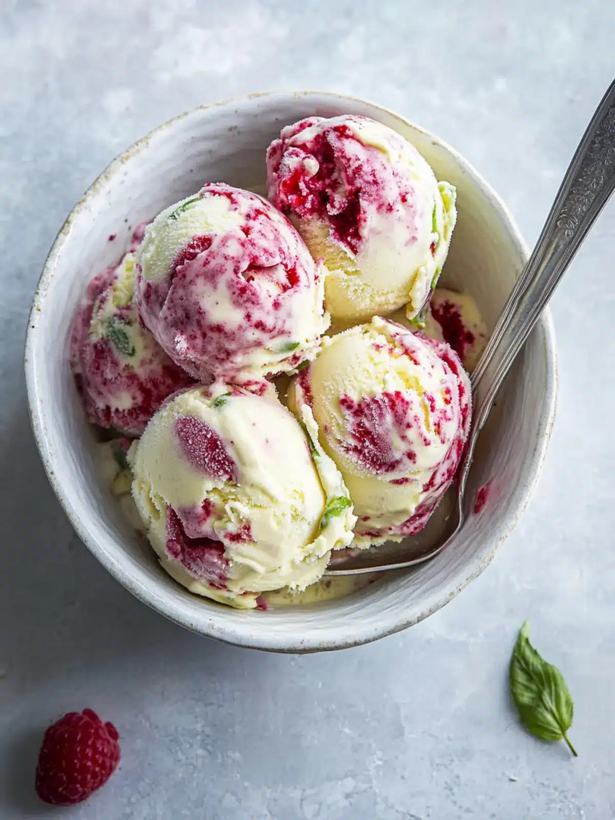 Raspberry Swirled Asparagus Ice Cream