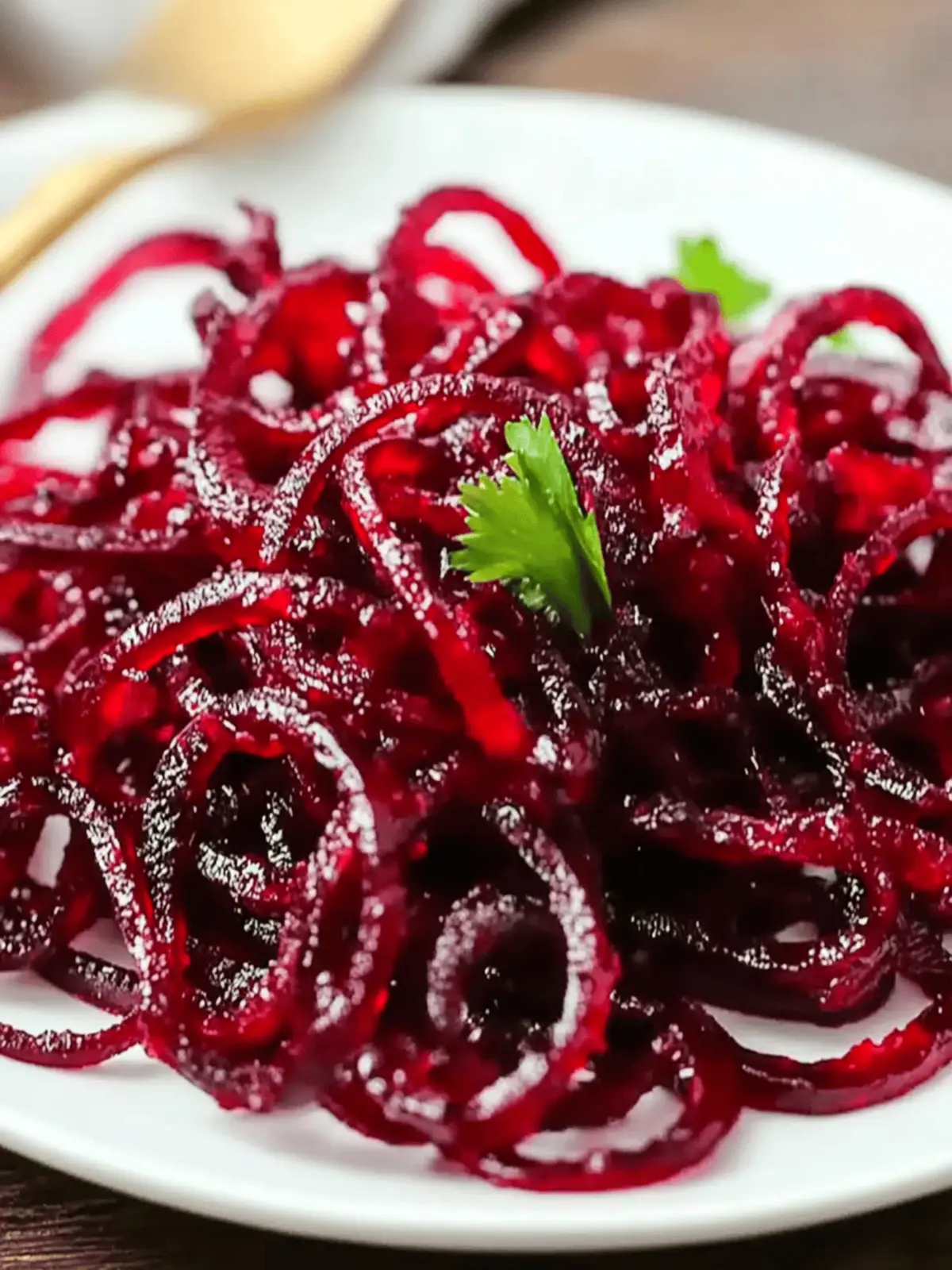 Roasted Spiralized Beets with Honey Mustard Vinaigrette