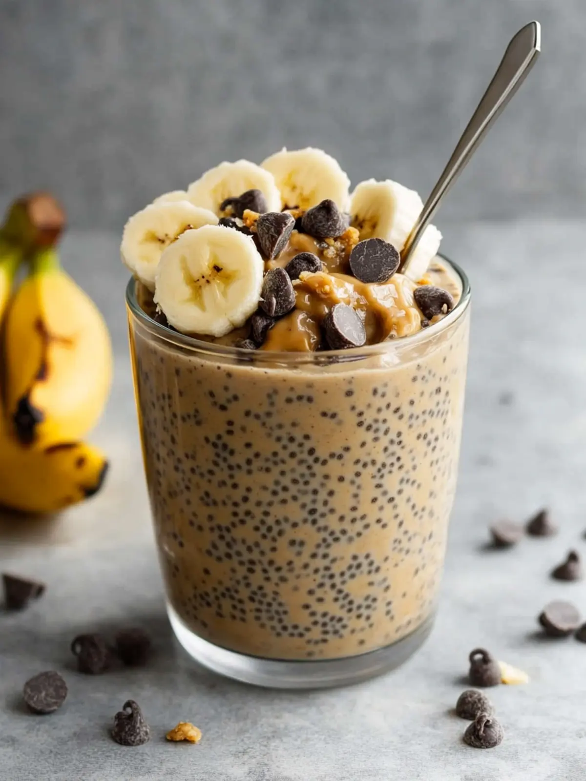 Peanut Butter & Banana Chocolate Chip Chia Pudding