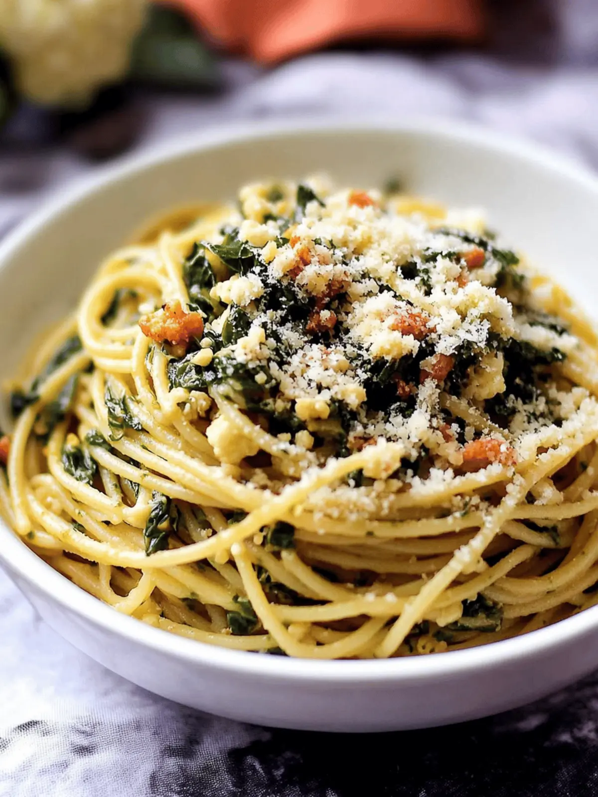 Spaghetti with Cauliflower and Garlicky Swiss Chard Gremolata
