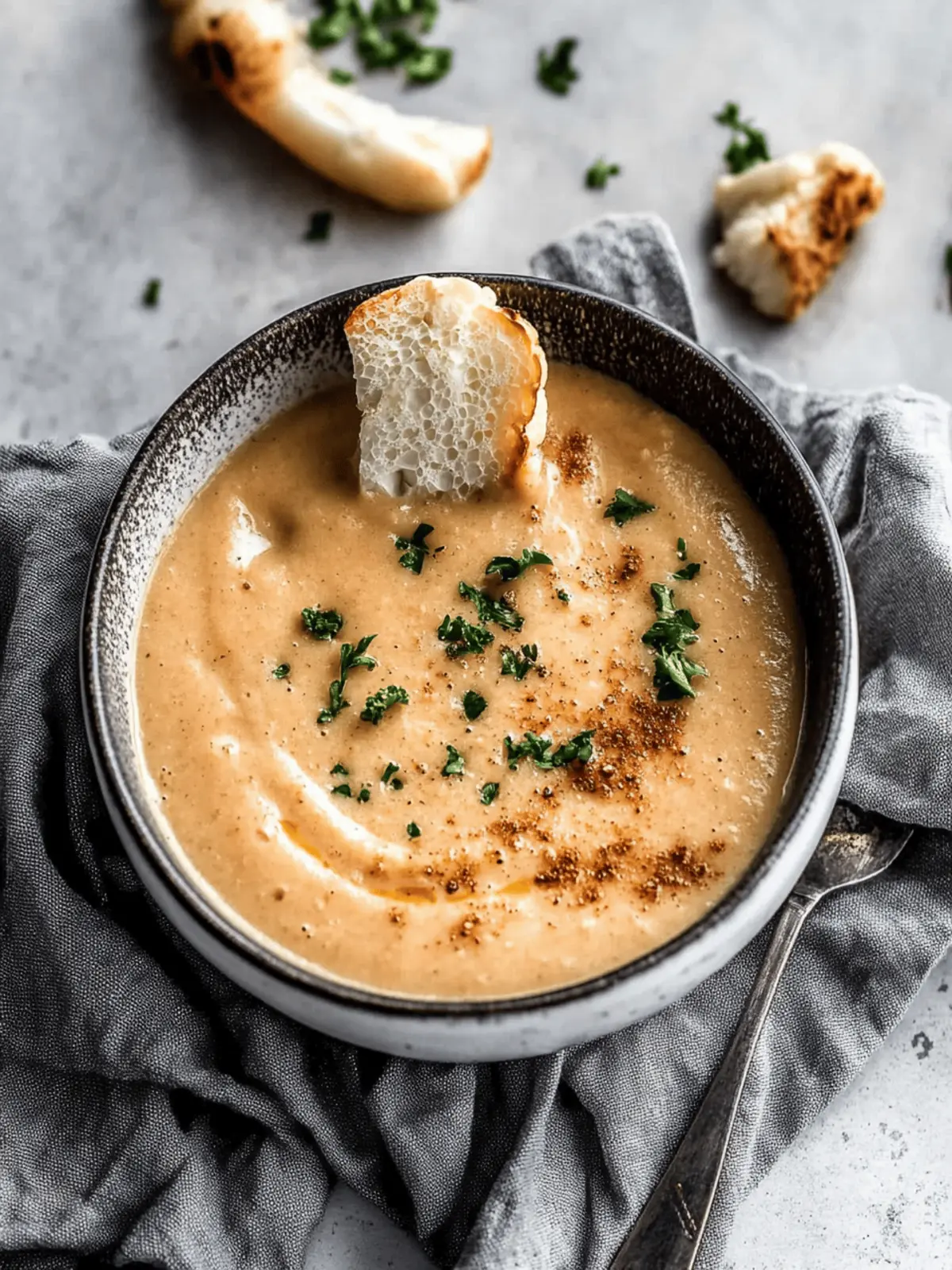 Creamy Roasted Garlic Cauliflower Soup