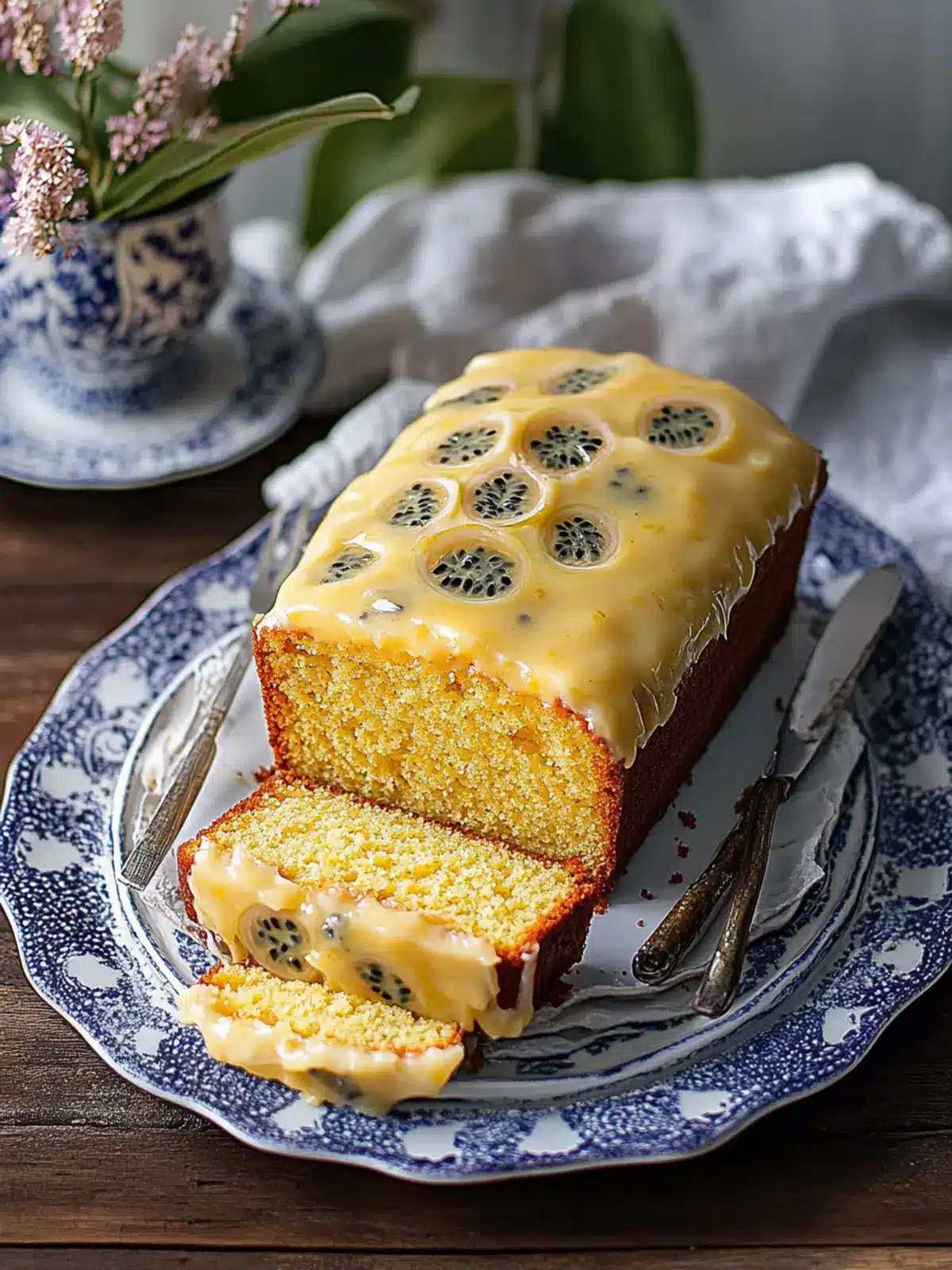 Passion fruit (granadilla) curd loaf cake