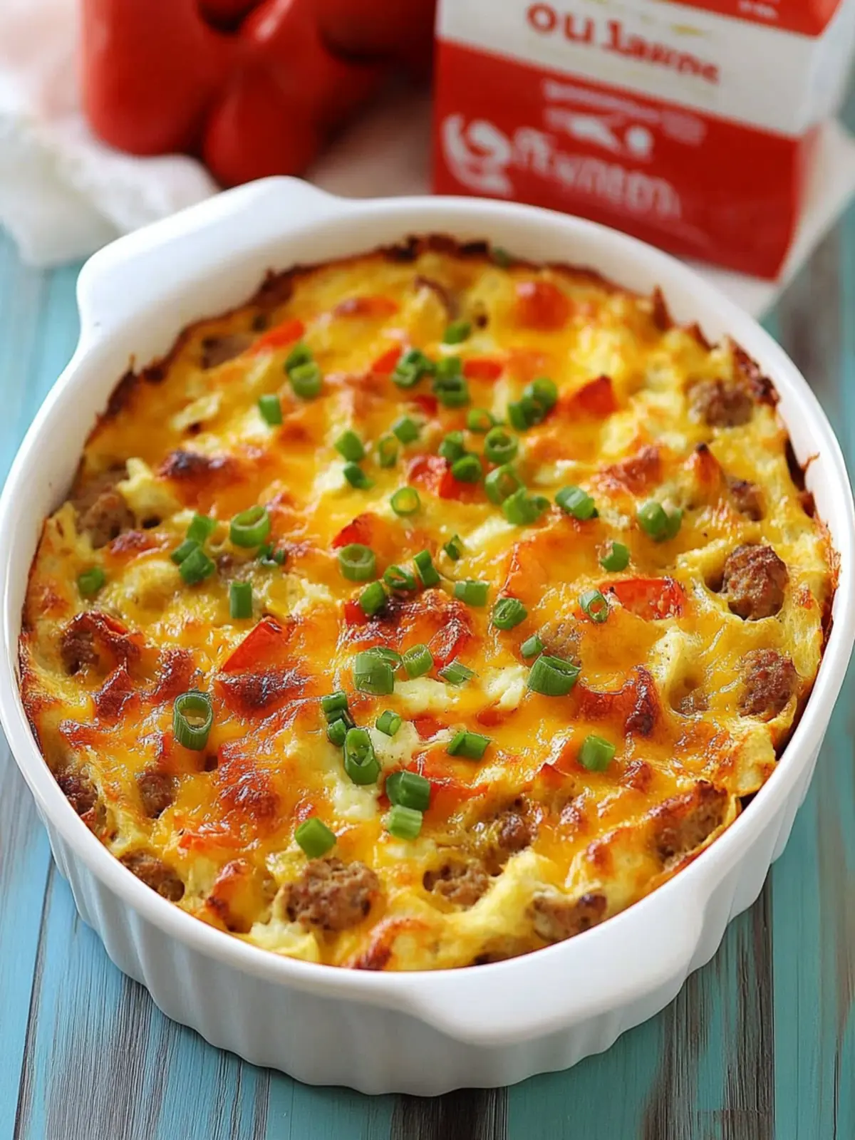 English Muffin Sausage, Egg and Cheese Breakfast Casserole