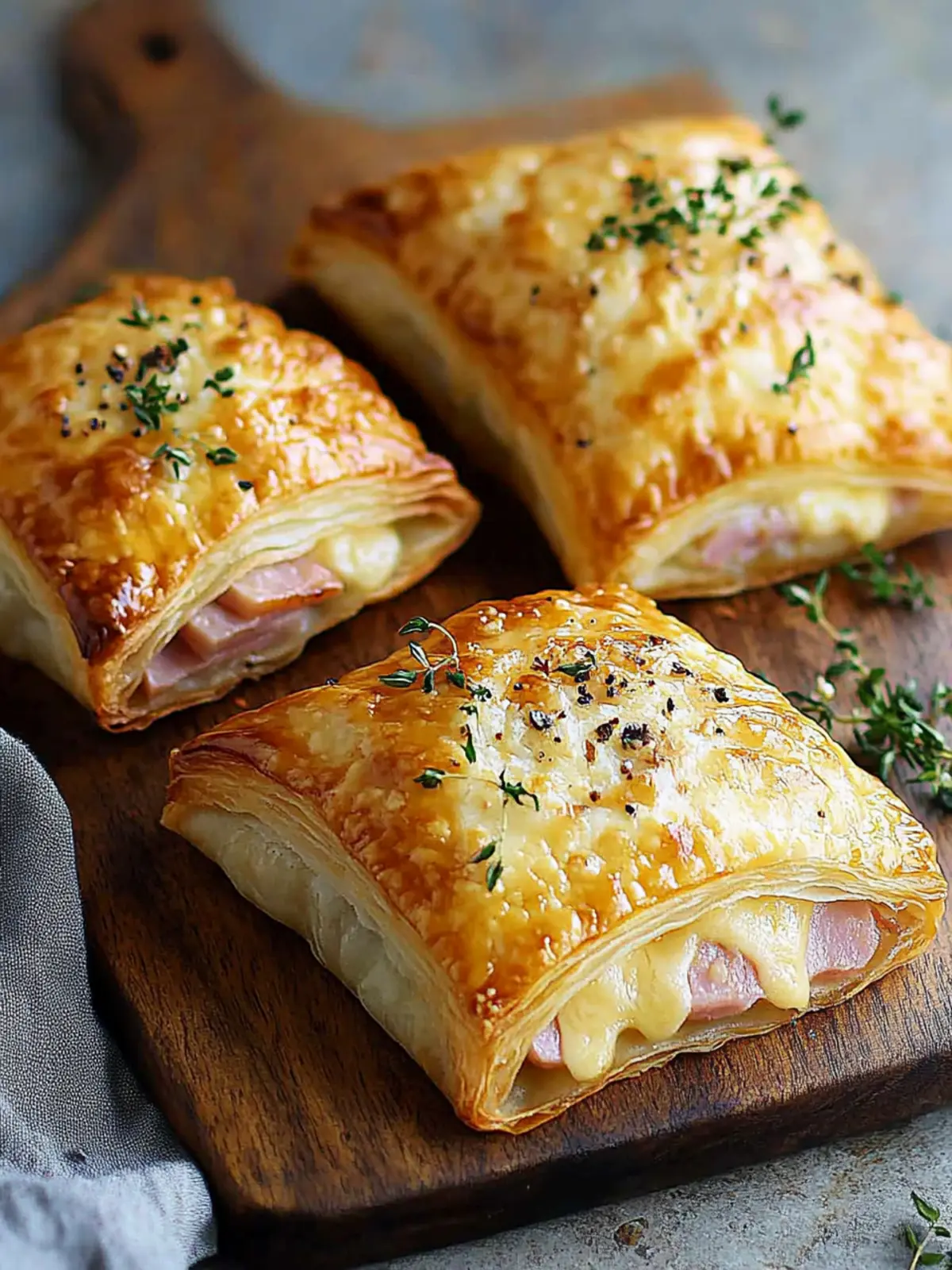 Mouthwatering Ham and Cheese Puff Pastry Pockets Recipe 3 âââââHam and Cheese Puff Pastry Pockets