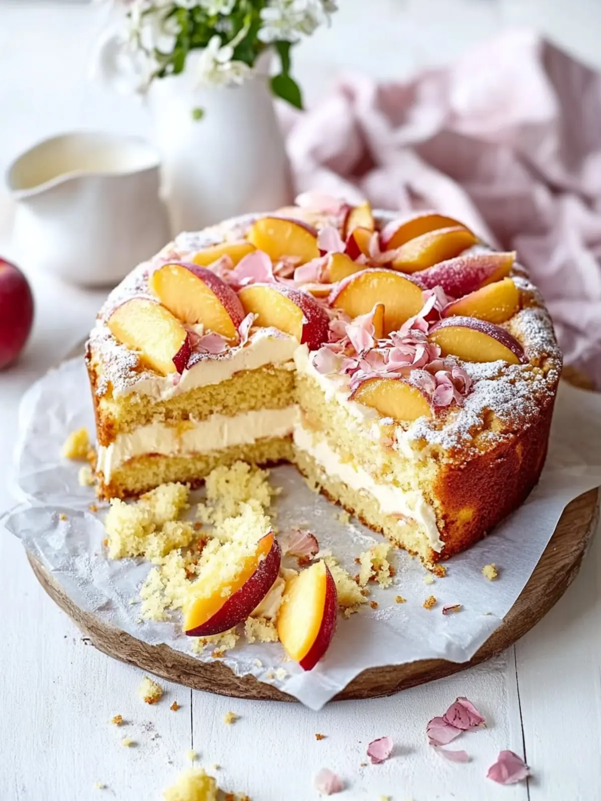 Peach, Custard & White Chocolate Cake