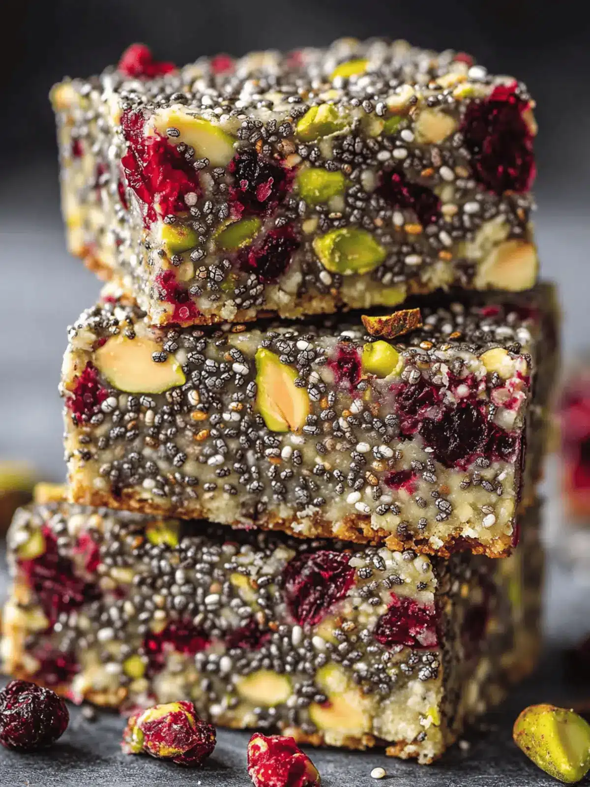 Pistachio Cranberry Chia Bars