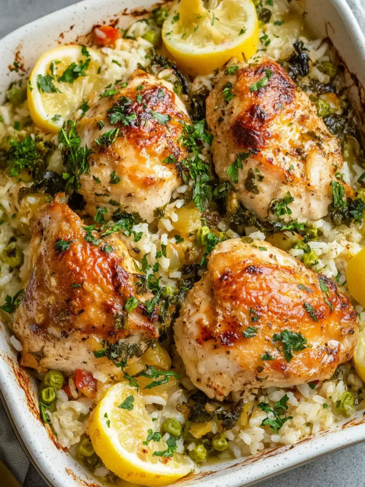 Air Fryer Greek Lemon Chicken and Rice Bake